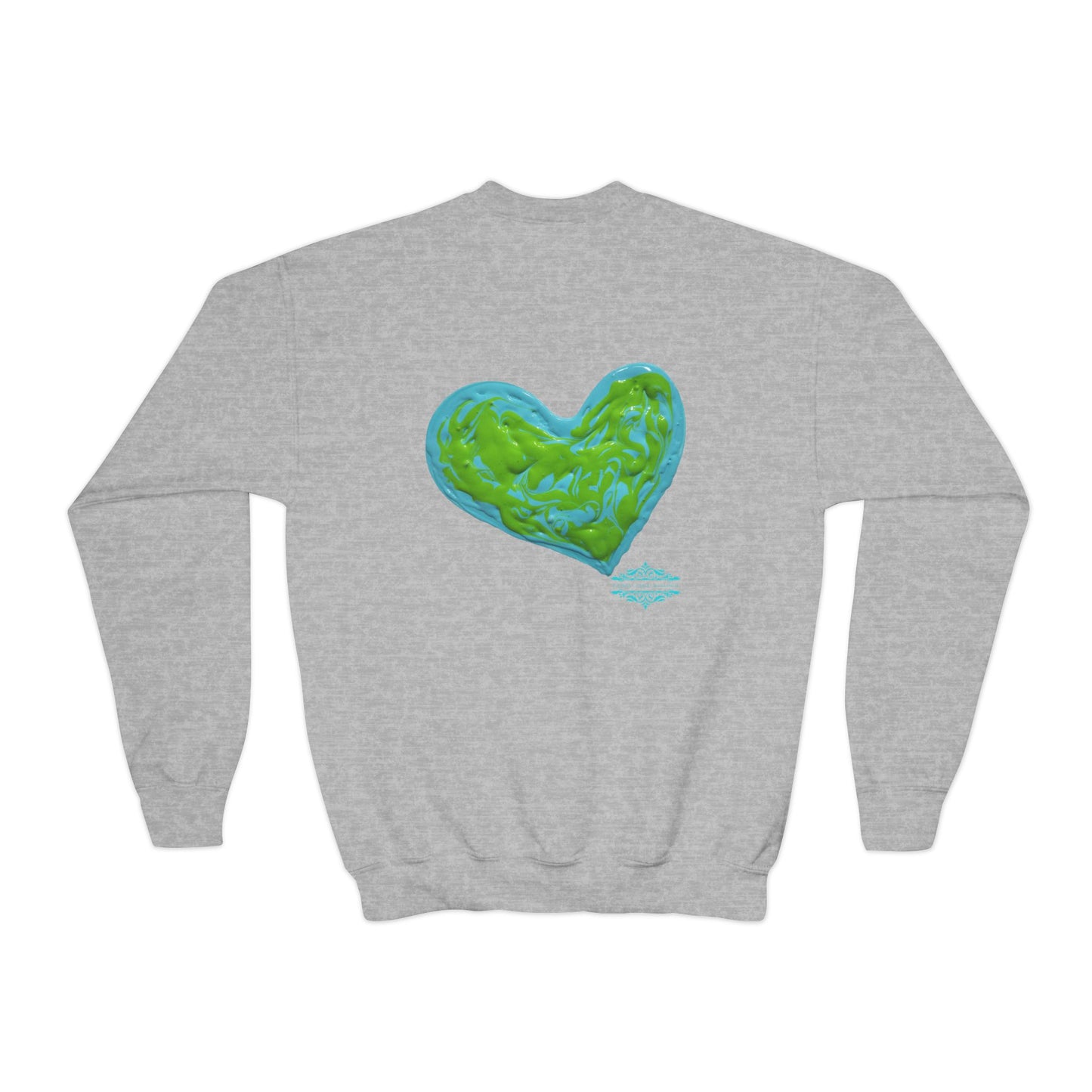 DREAMY BLUE AND GREEN HEARTS SWEATSHIRT
