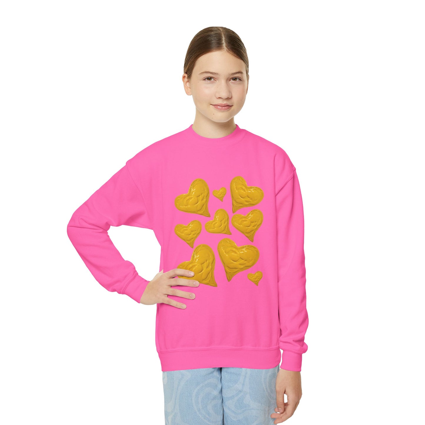 YOUTH SWEATSHIRT WITH FUN YELLOW HEARTS