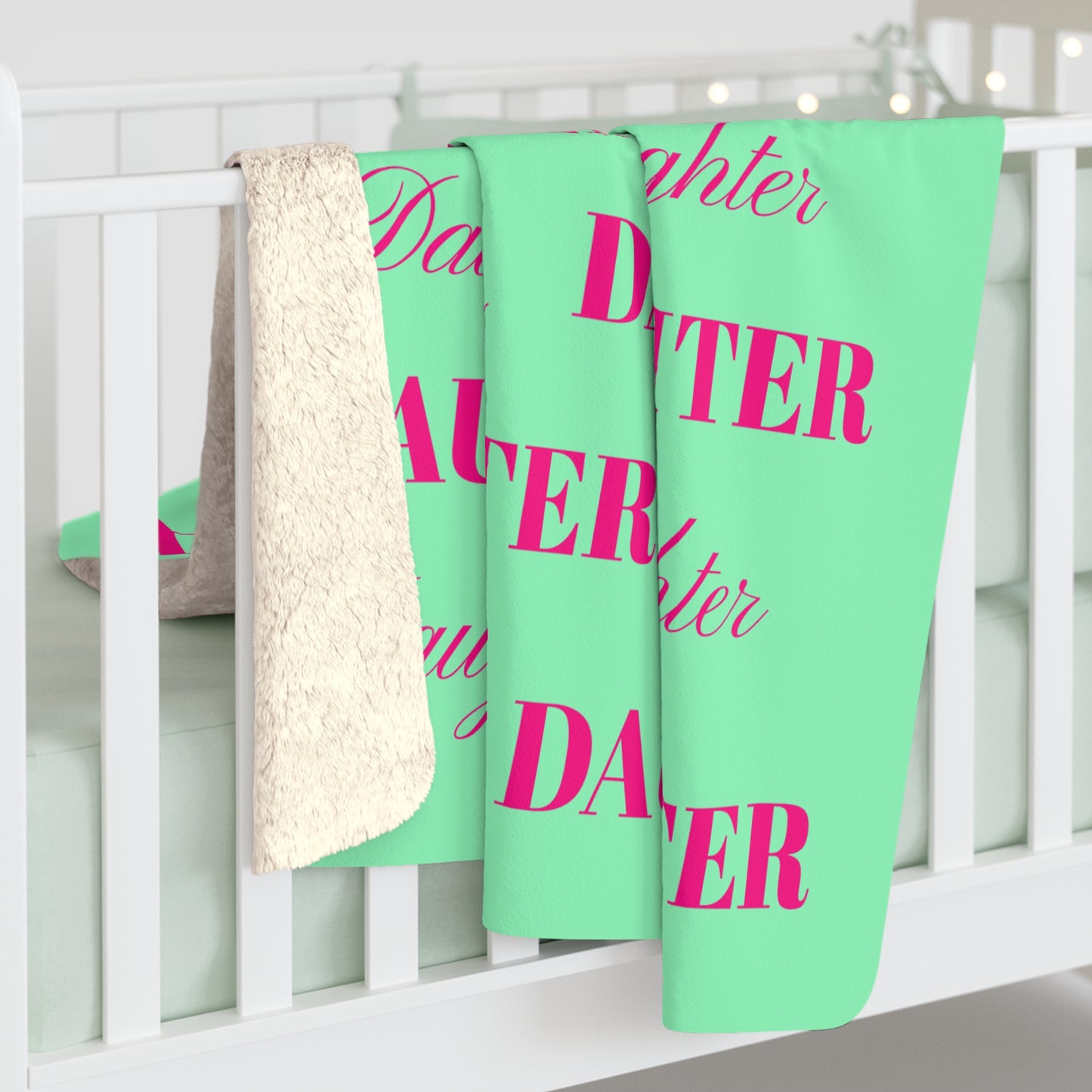 MINT GREEN DAUGHTER SHERPA FLEECE BLANKET