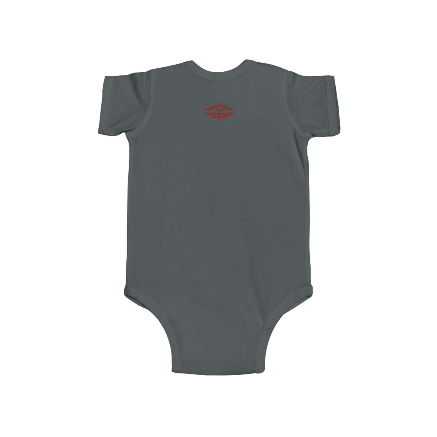 PLAYFUL RED PATTERN INFANT BODYSUIT