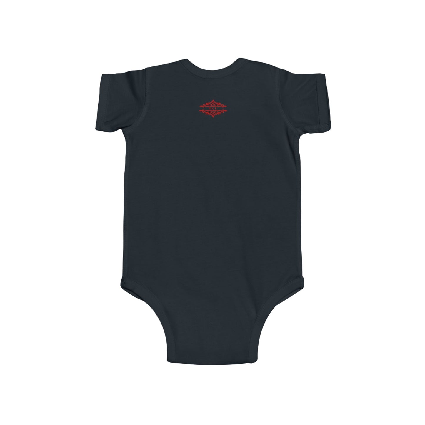PLAYFUL RED PATTERN INFANT BODYSUIT