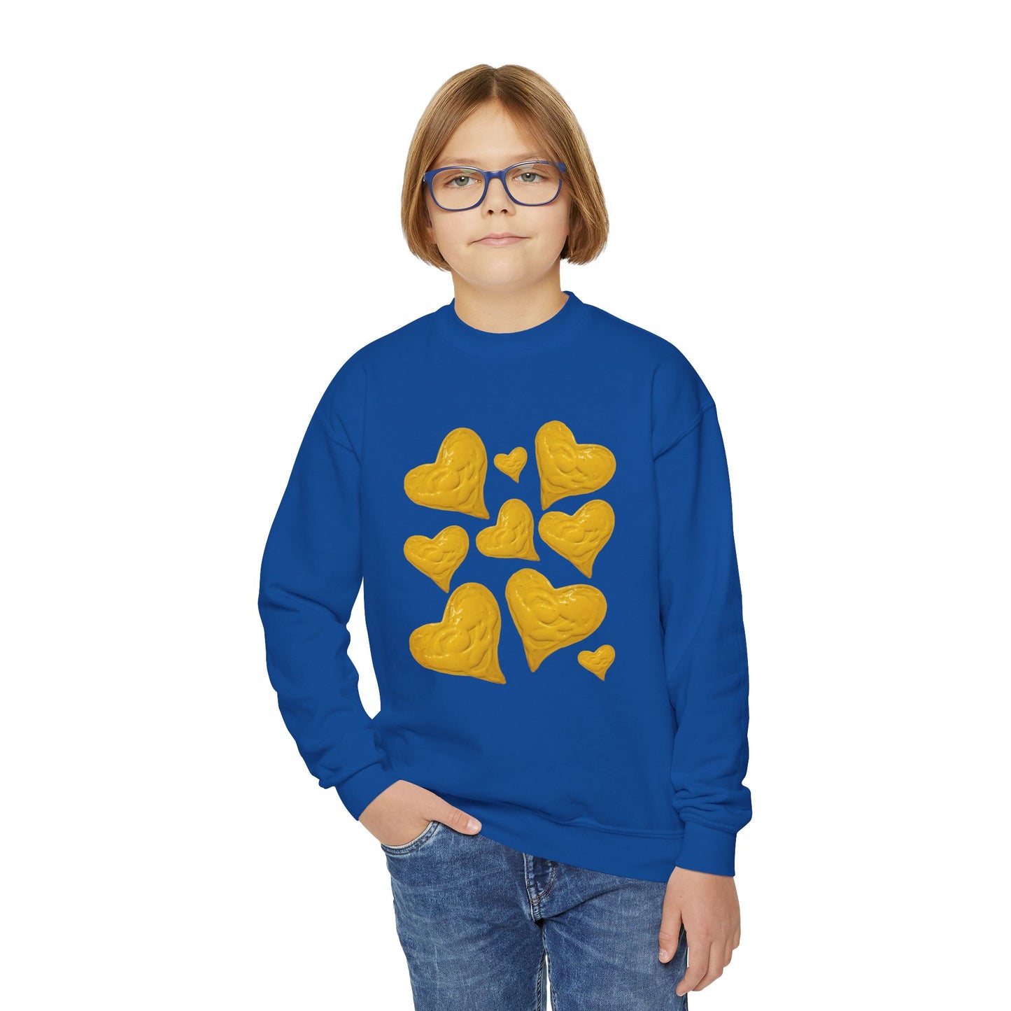 YOUTH SWEATSHIRT WITH FUN YELLOW HEARTS