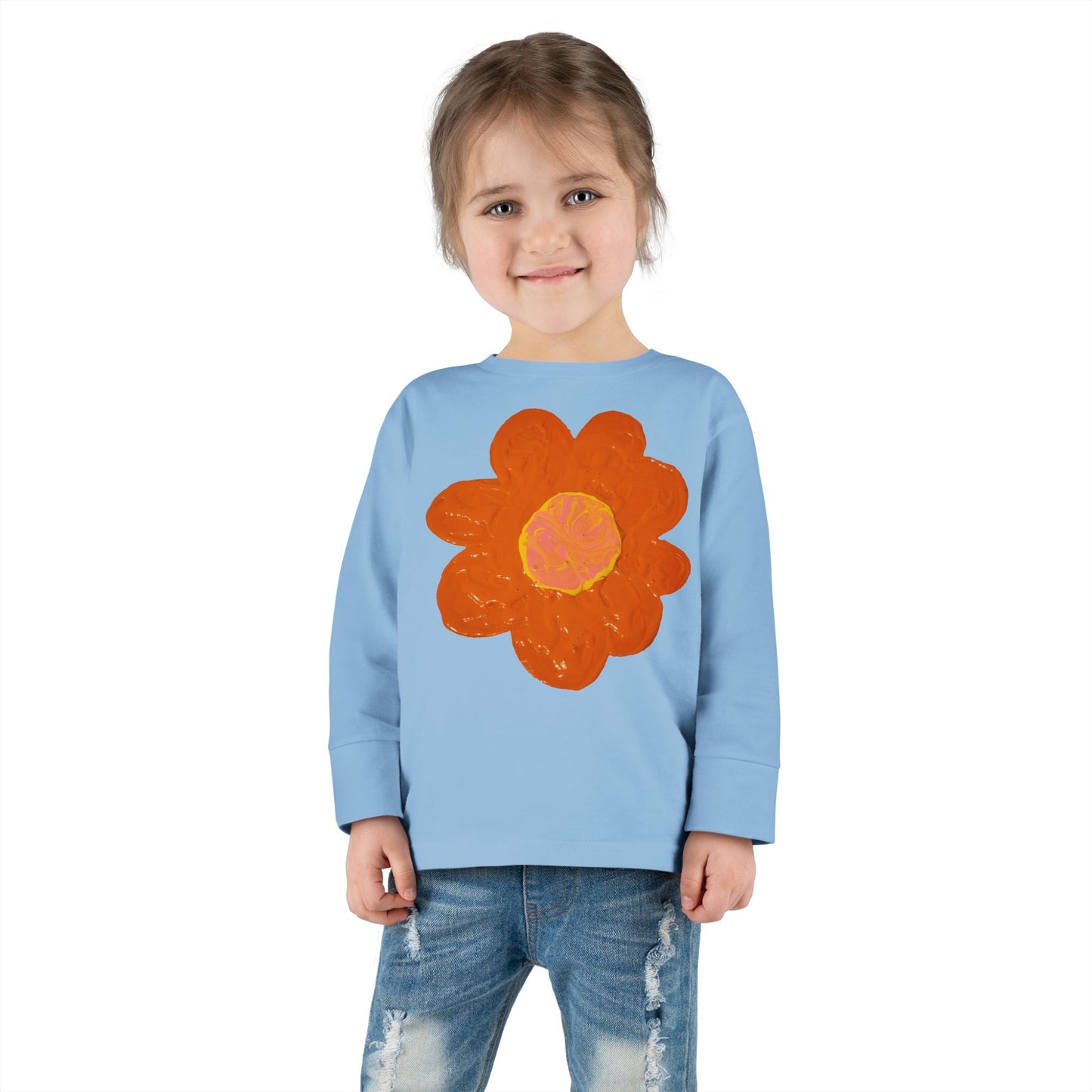 BIG ORANGE FLOWER TODDLER LONG SLEEVE TEE