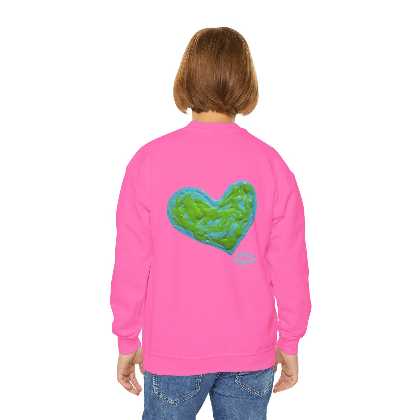 DREAMY BLUE AND GREEN HEARTS SWEATSHIRT