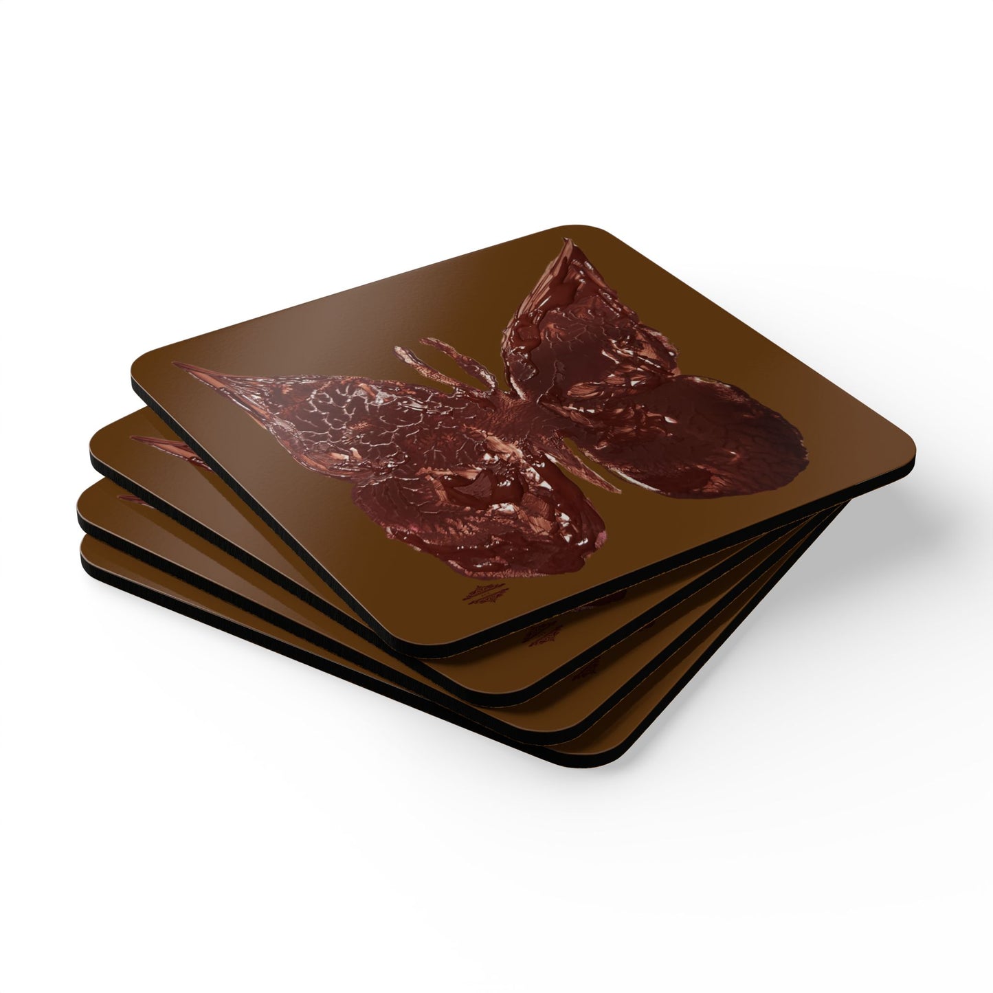 CHOCOLATE BROWN CORKWOOD COASTER SET