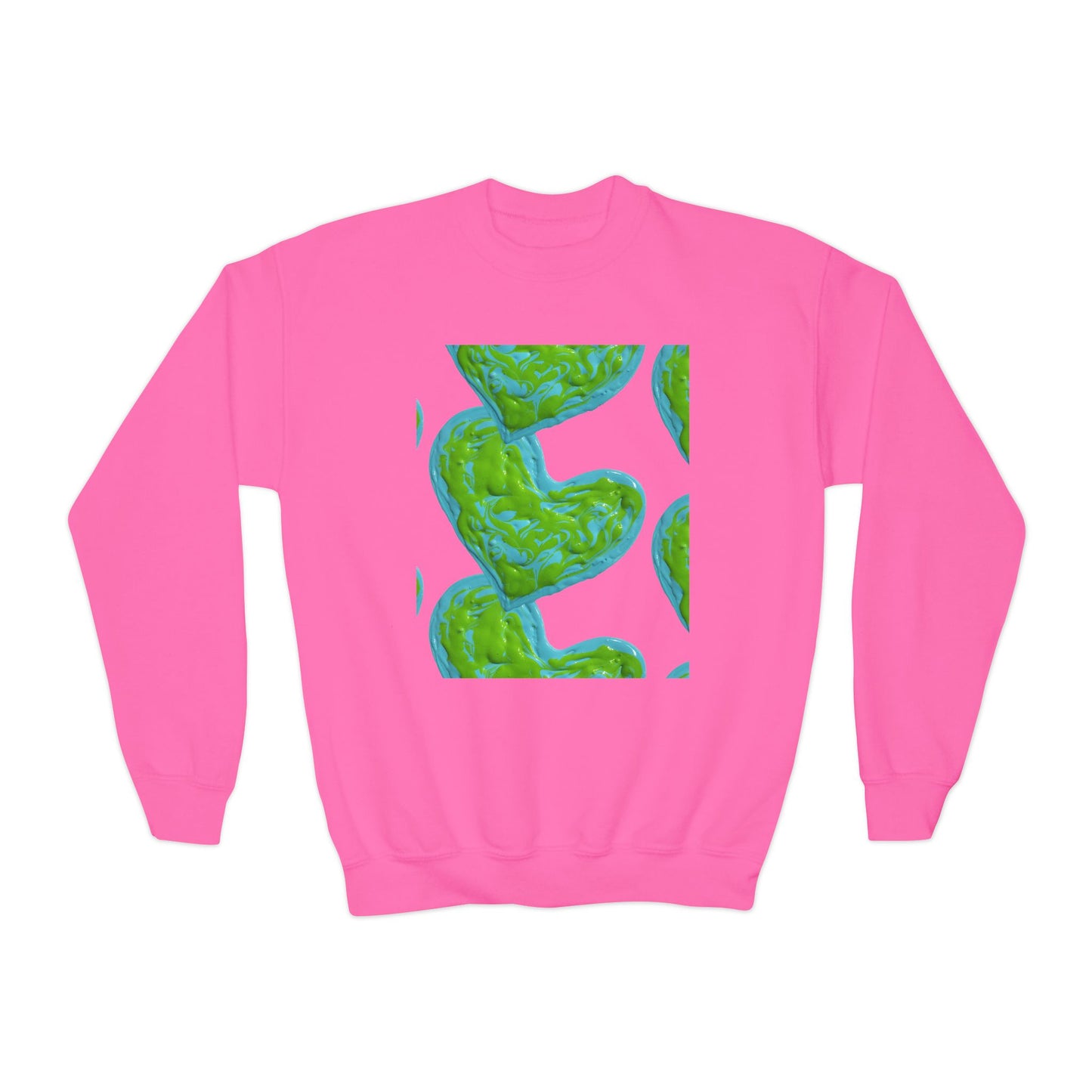 DREAMY BLUE AND GREEN HEARTS SWEATSHIRT