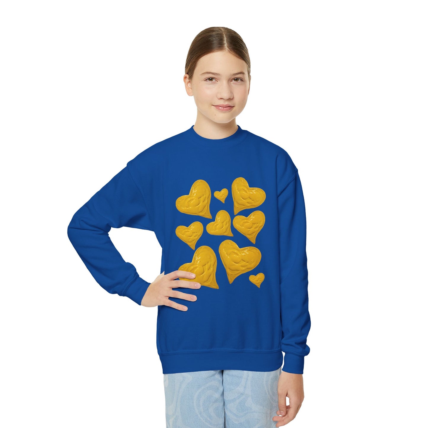 YOUTH SWEATSHIRT WITH FUN YELLOW HEARTS