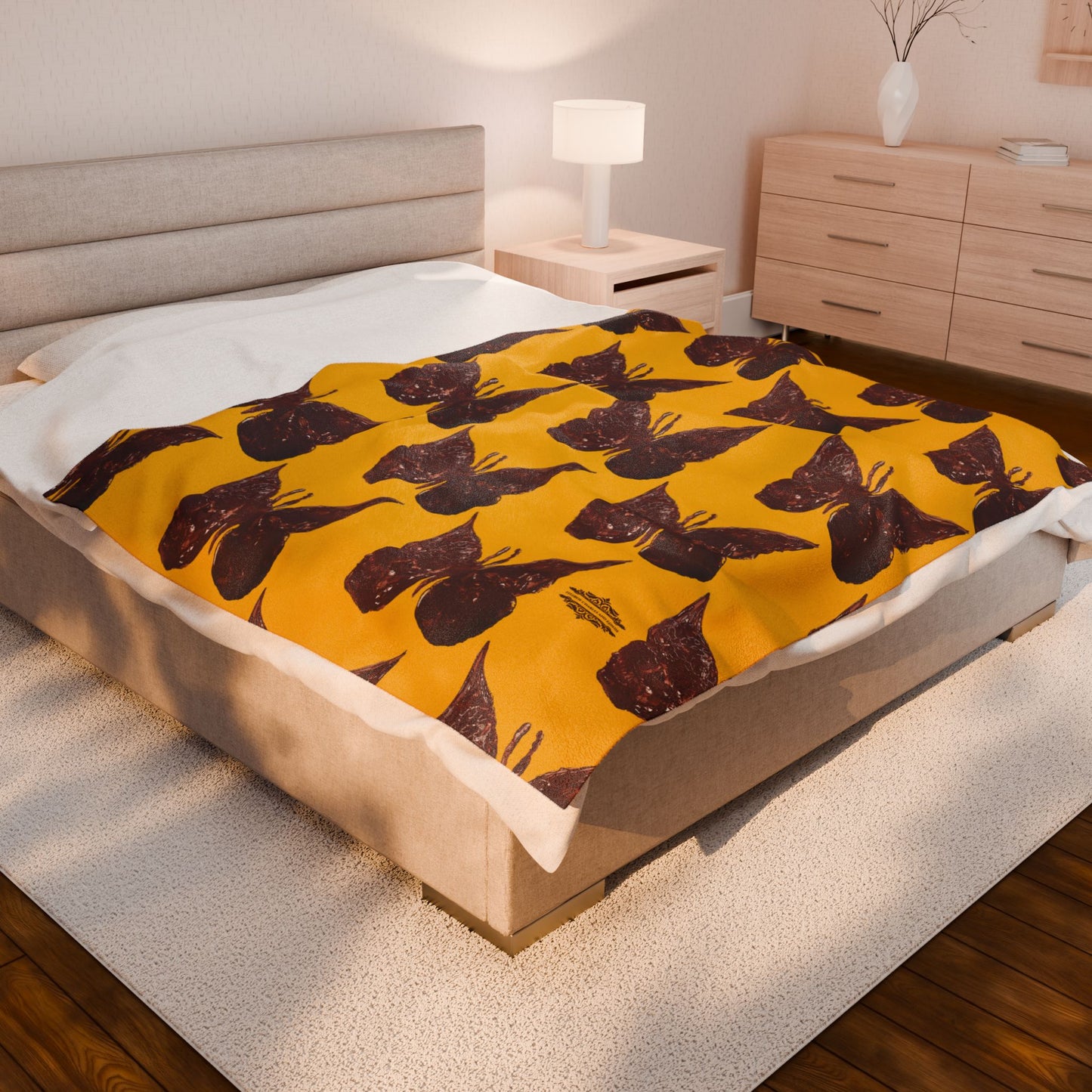 BROWN BUTTERFLIES VELVETEEN PLUSH BLANKET
