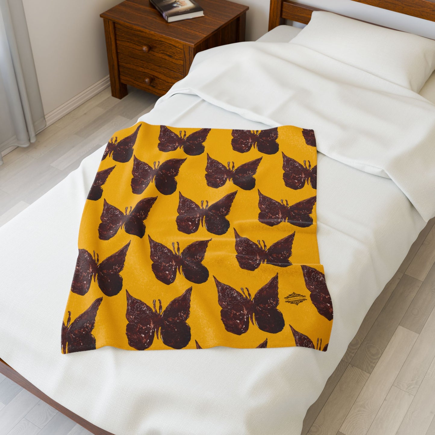 BROWN BUTTERFLIES VELVETEEN PLUSH BLANKET