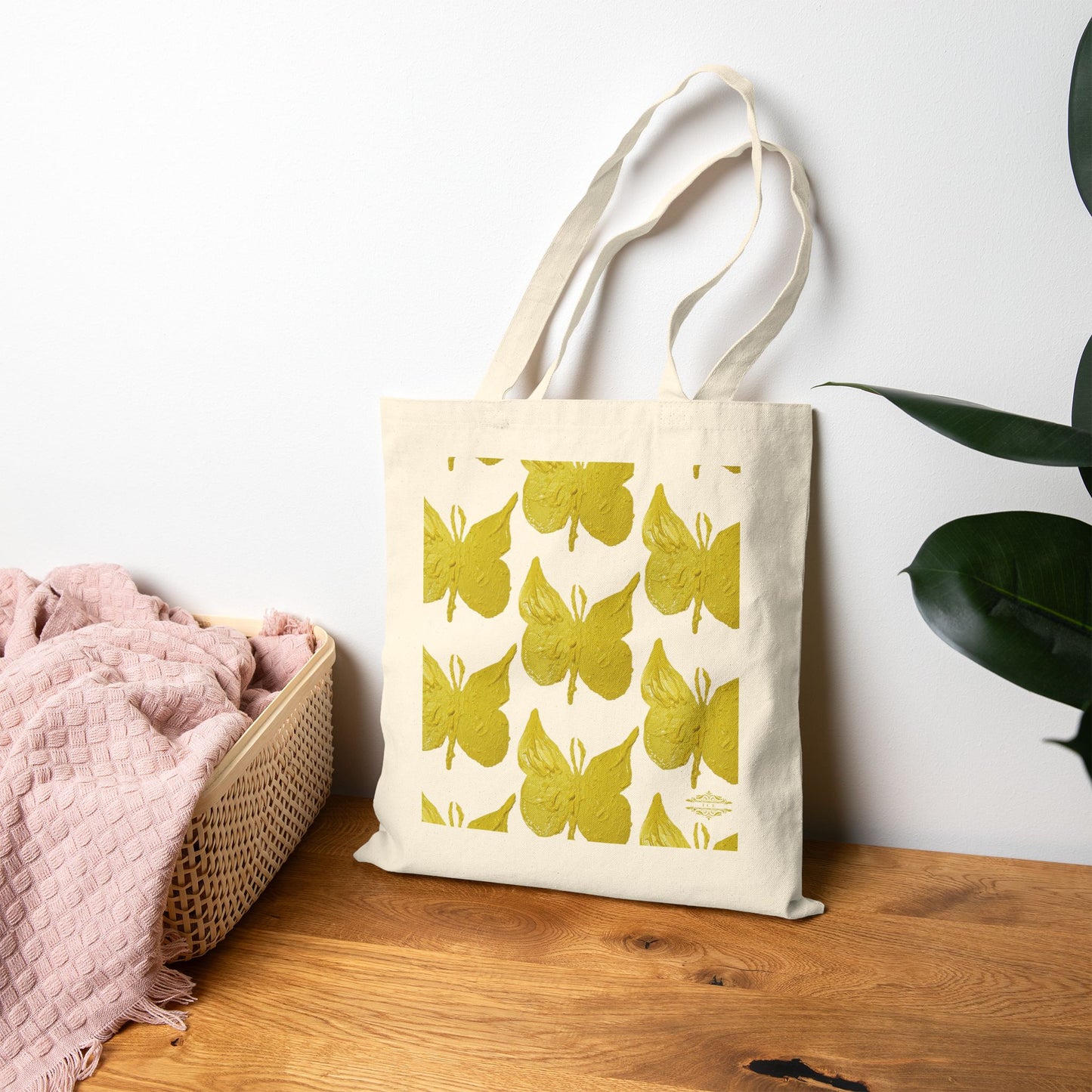 STYLISH BUTTERFLY PRINT COTTON CANVAS TOTE