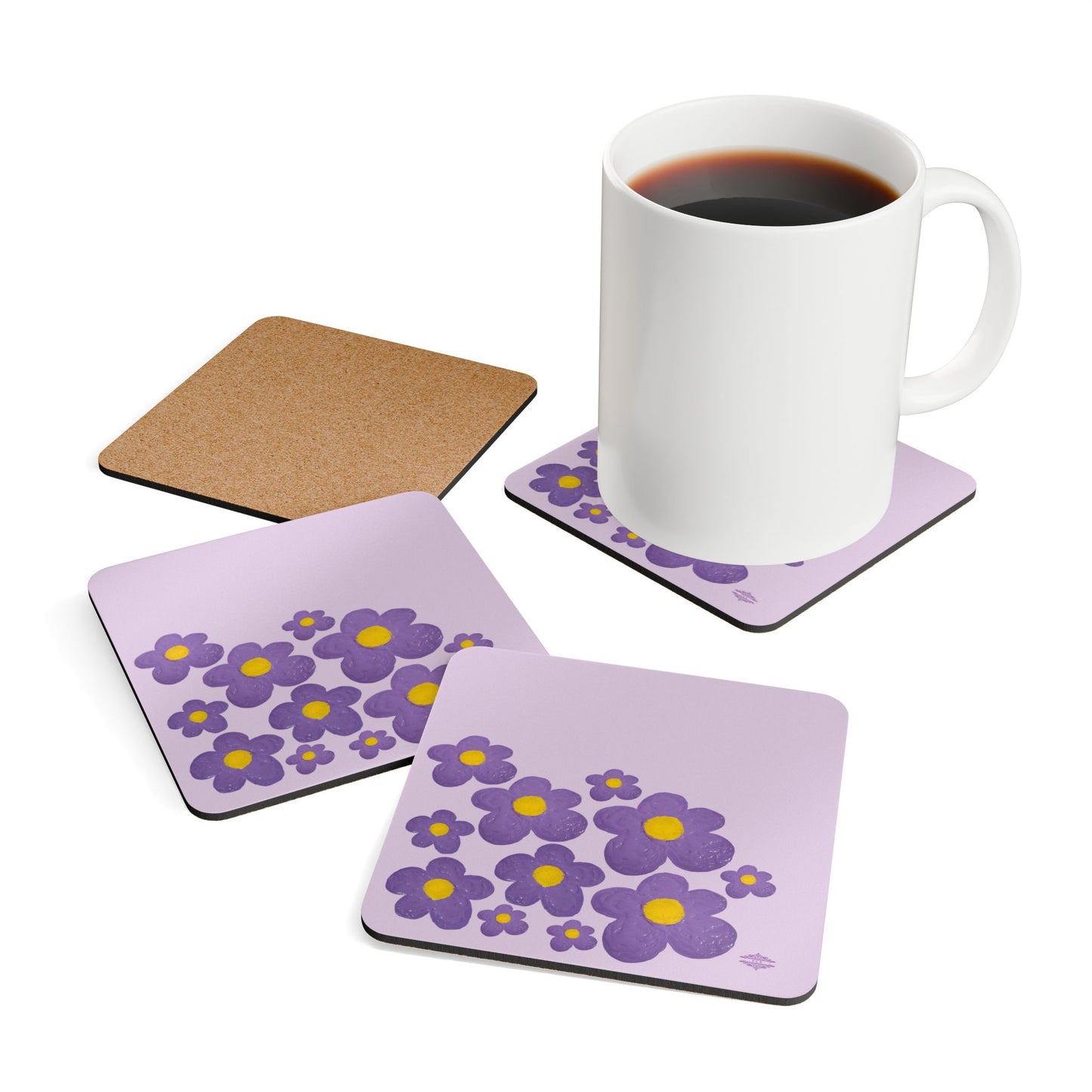LAVENDER CORKWOOD COASTER SET