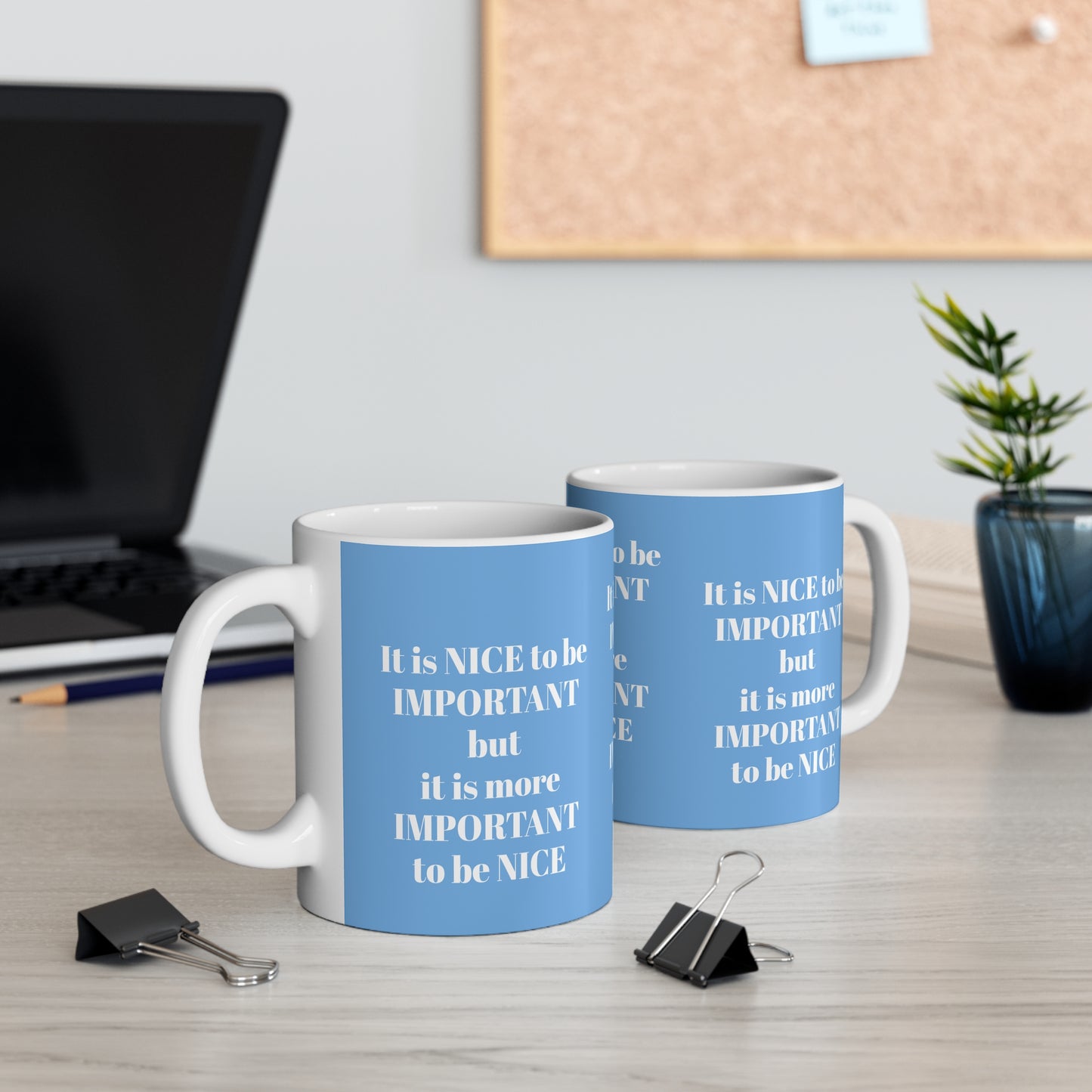 LIGHT BLUE BE NICE MUG