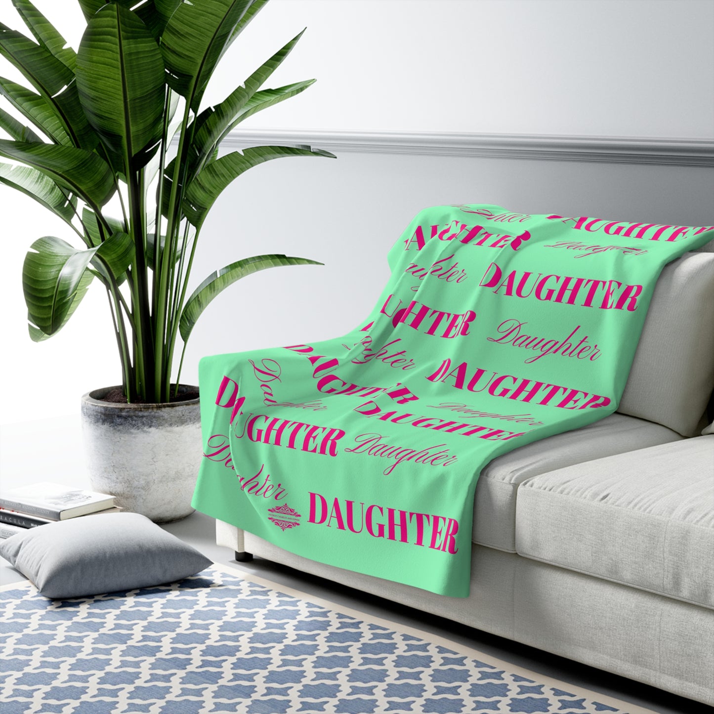 MINT GREEN DAUGHTER SHERPA FLEECE BLANKET