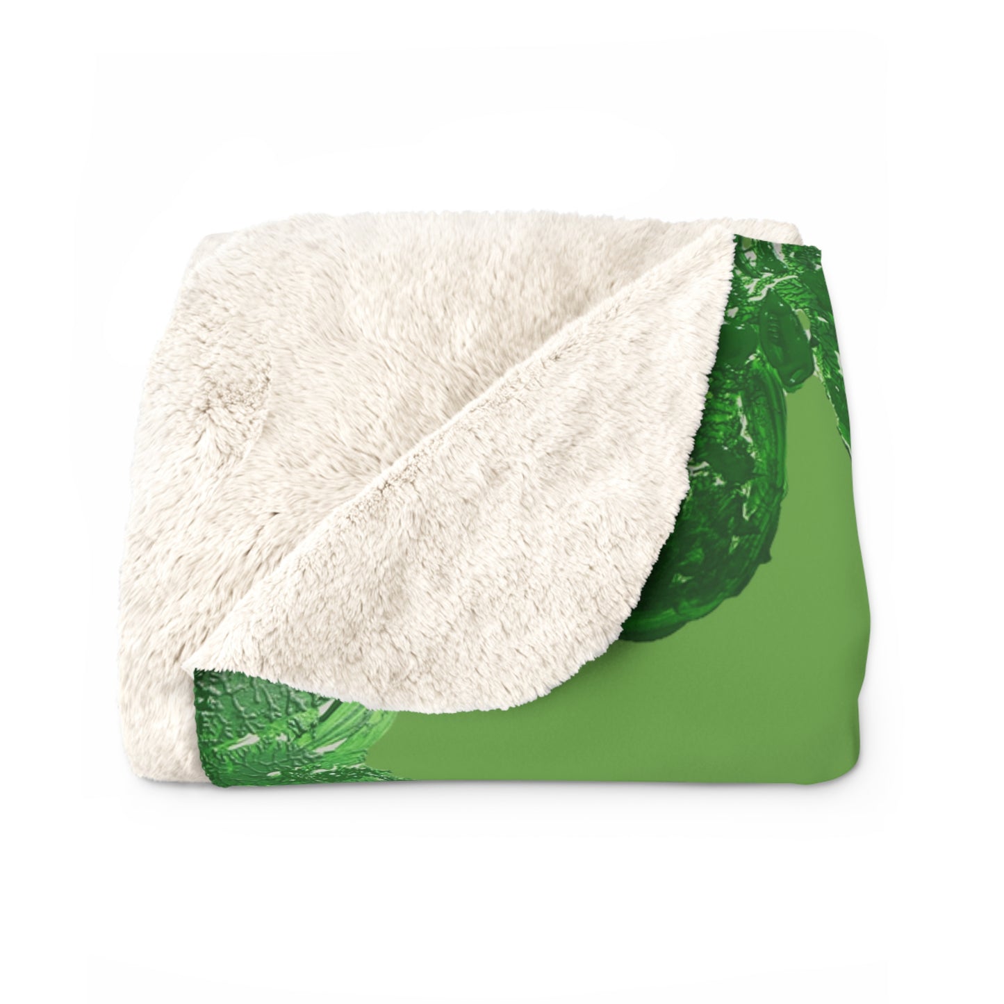 GREEN BUTTERFLIES ON GREEN SHERPA FLEECE BLANKET