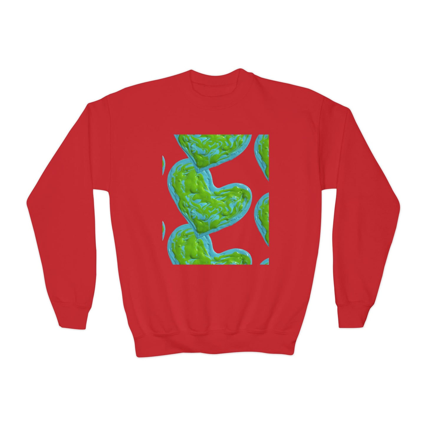 DREAMY BLUE AND GREEN HEARTS SWEATSHIRT