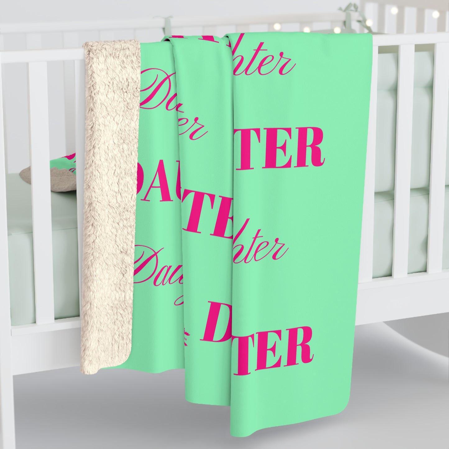 MINT GREEN DAUGHTER SHERPA FLEECE BLANKET