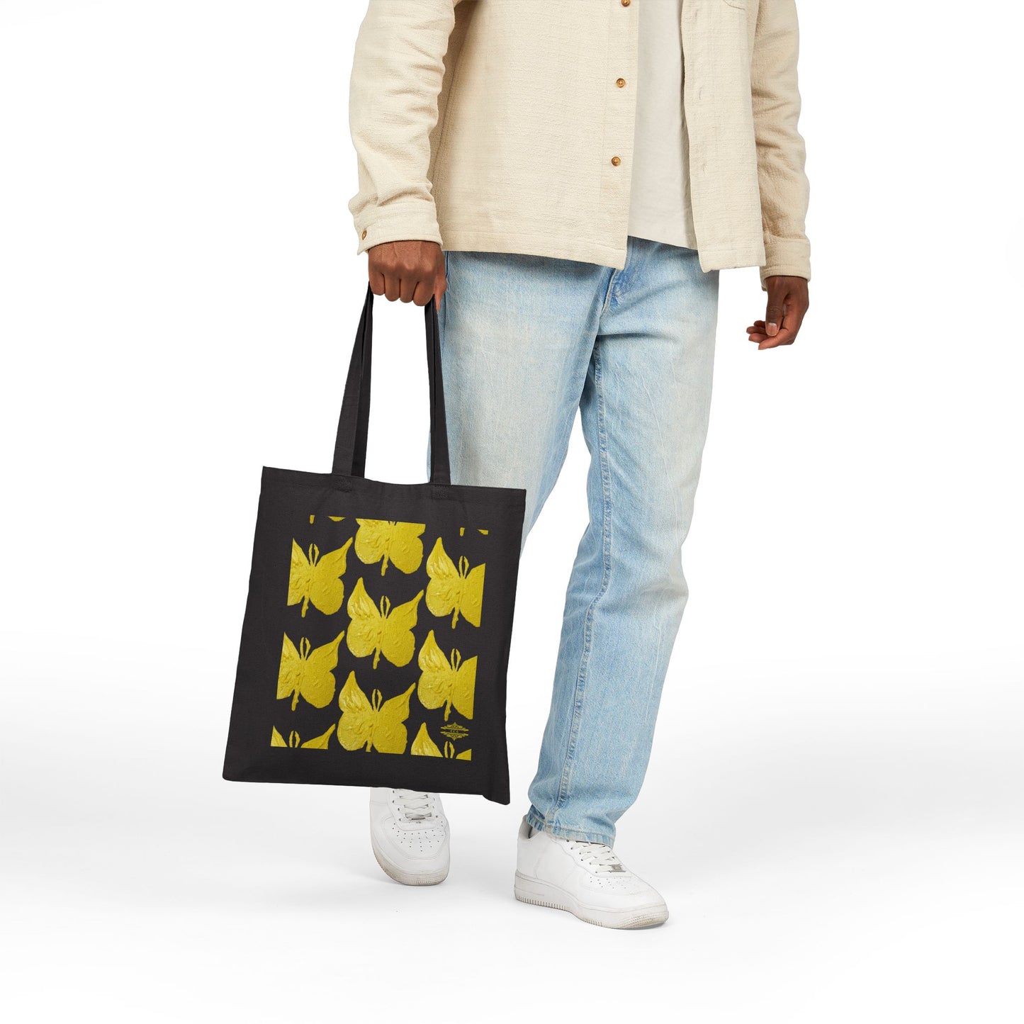 STYLISH BUTTERFLY PRINT COTTON CANVAS TOTE