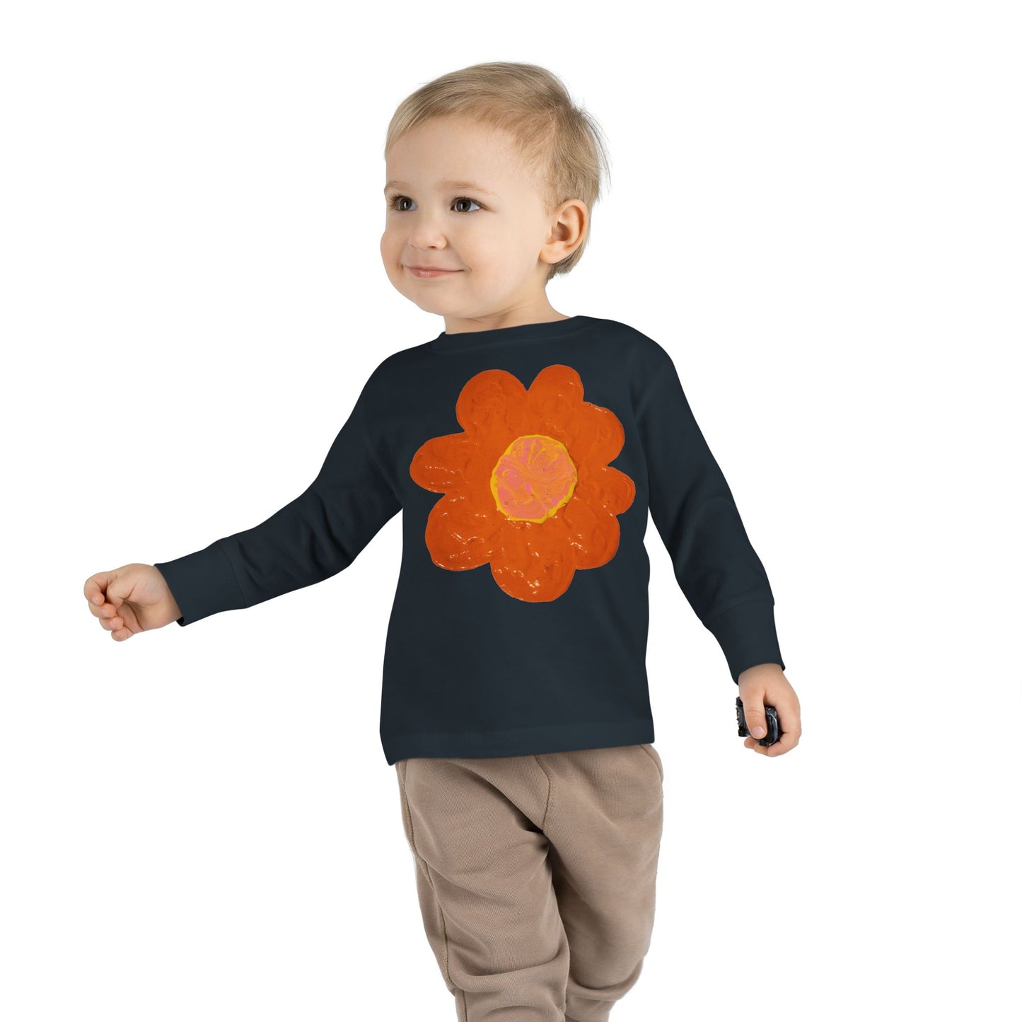 BIG ORANGE FLOWER TODDLER LONG SLEEVE TEE