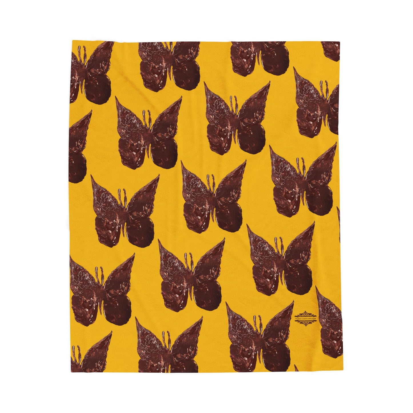 BROWN BUTTERFLIES VELVETEEN PLUSH BLANKET