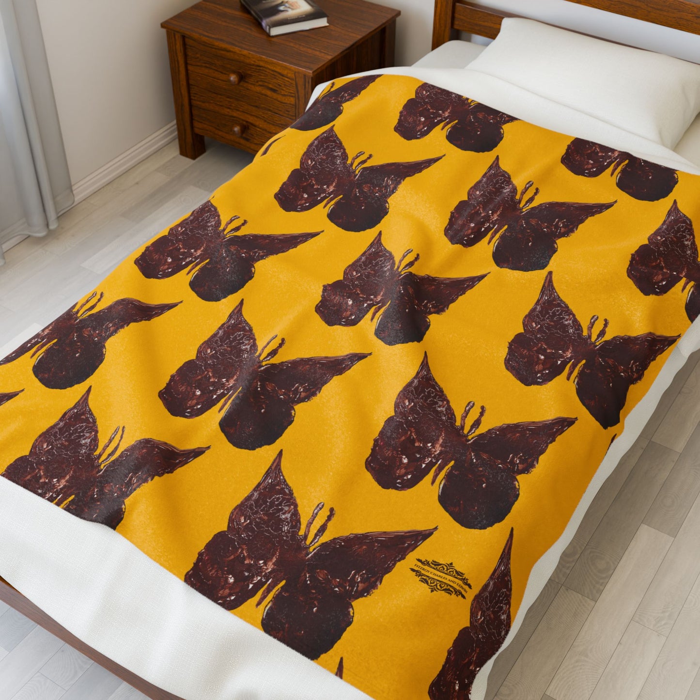 BROWN BUTTERFLIES VELVETEEN PLUSH BLANKET