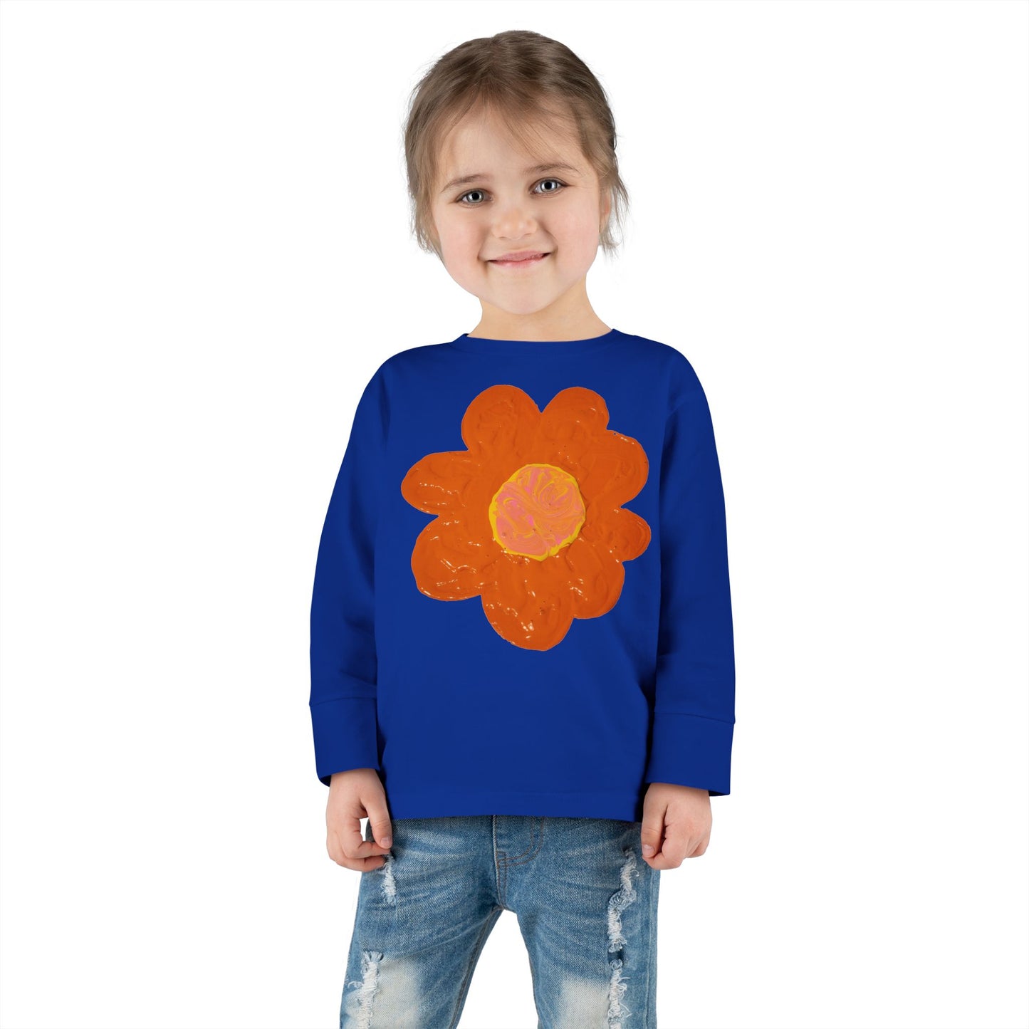 BIG ORANGE FLOWER TODDLER LONG SLEEVE TEE