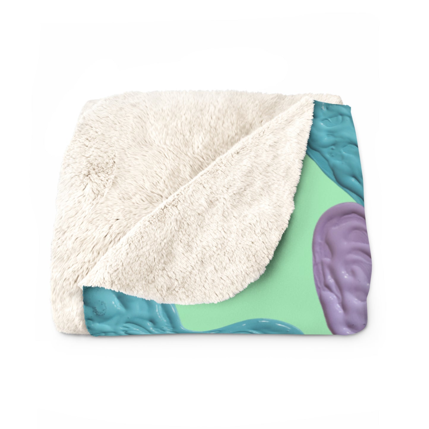 MINT GREEN SHERPA FLEECE PASTEL HEARTS BLANKET
