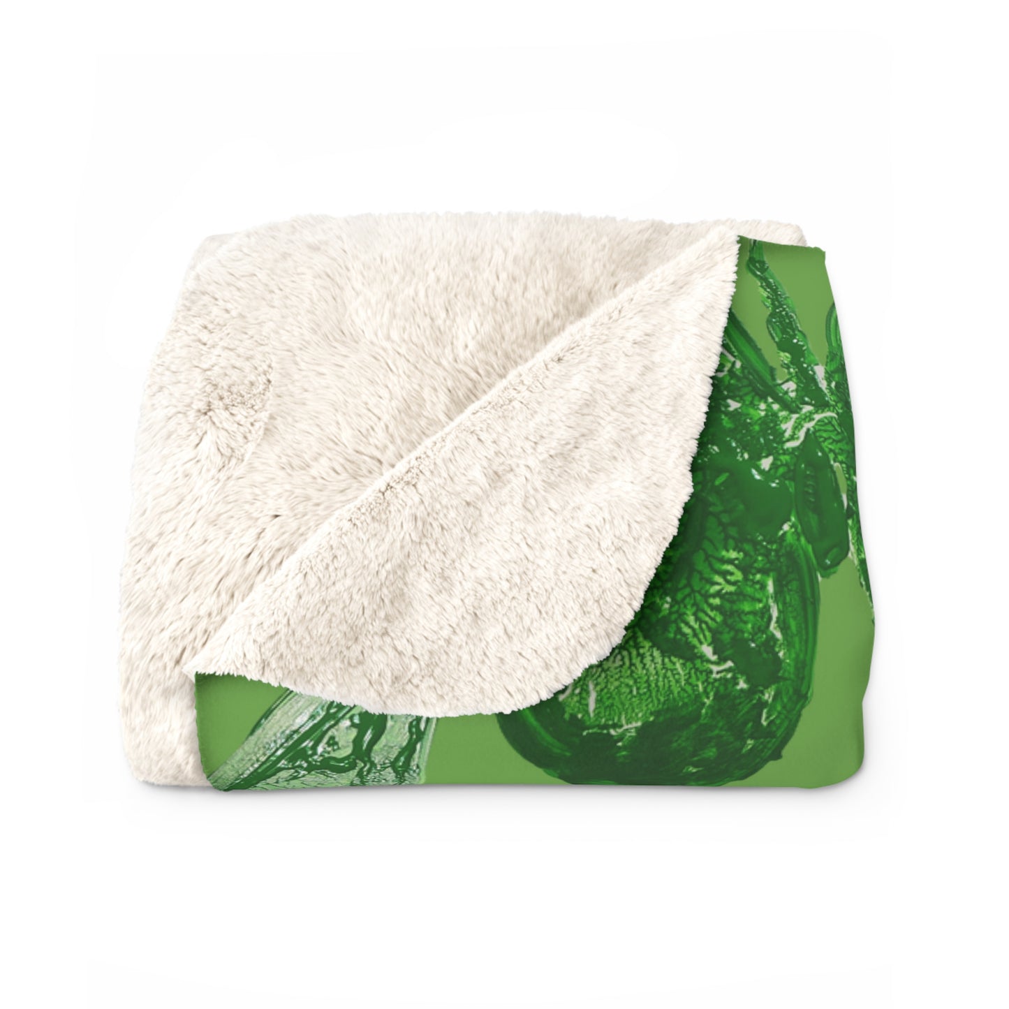 GREEN BUTTERFLIES ON GREEN SHERPA FLEECE BLANKET