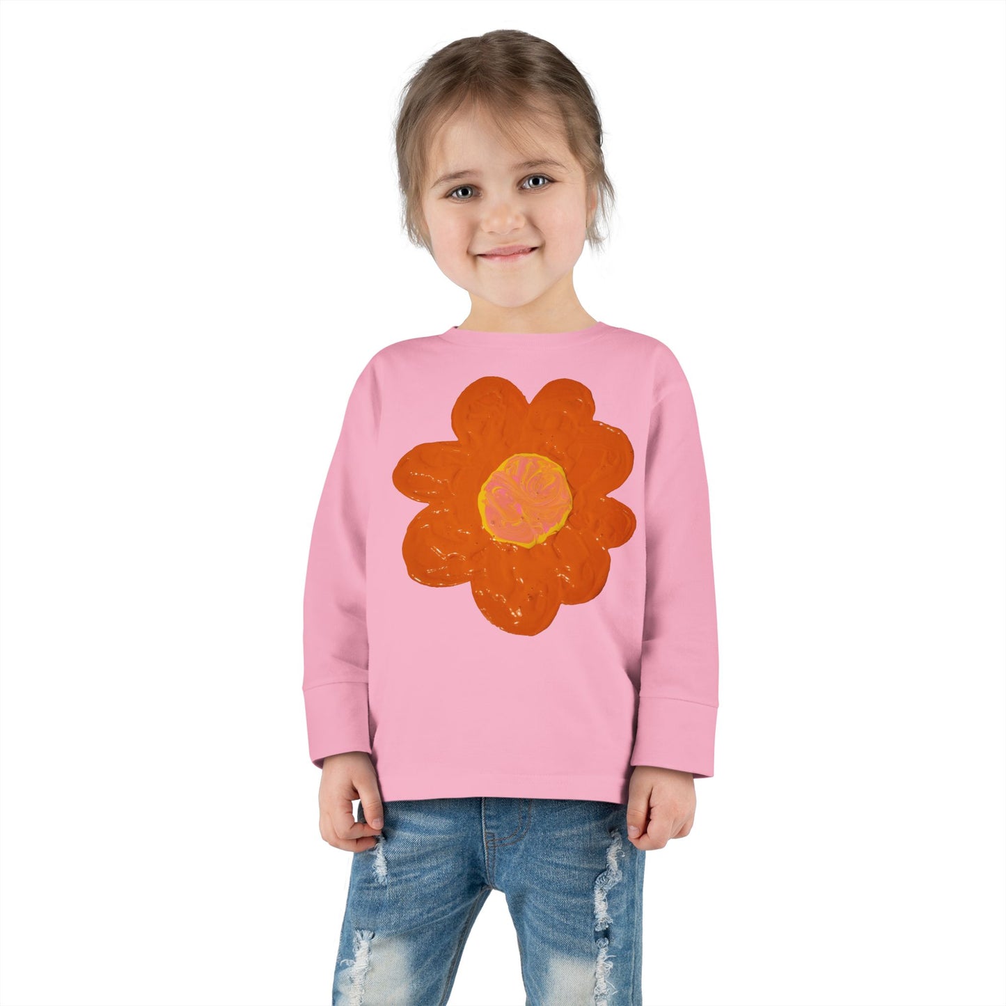 BIG ORANGE FLOWER TODDLER LONG SLEEVE TEE