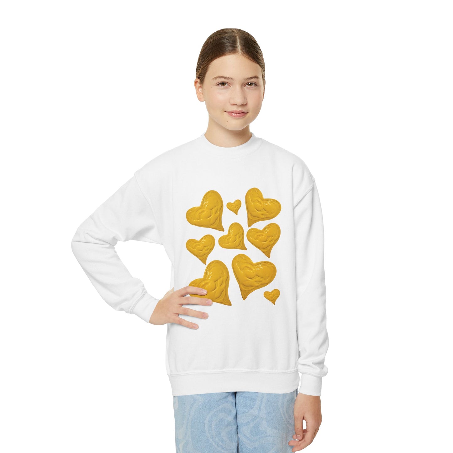 YOUTH SWEATSHIRT WITH FUN YELLOW HEARTS
