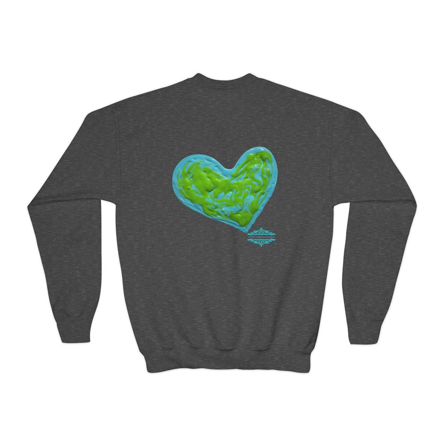 DREAMY BLUE AND GREEN HEARTS SWEATSHIRT