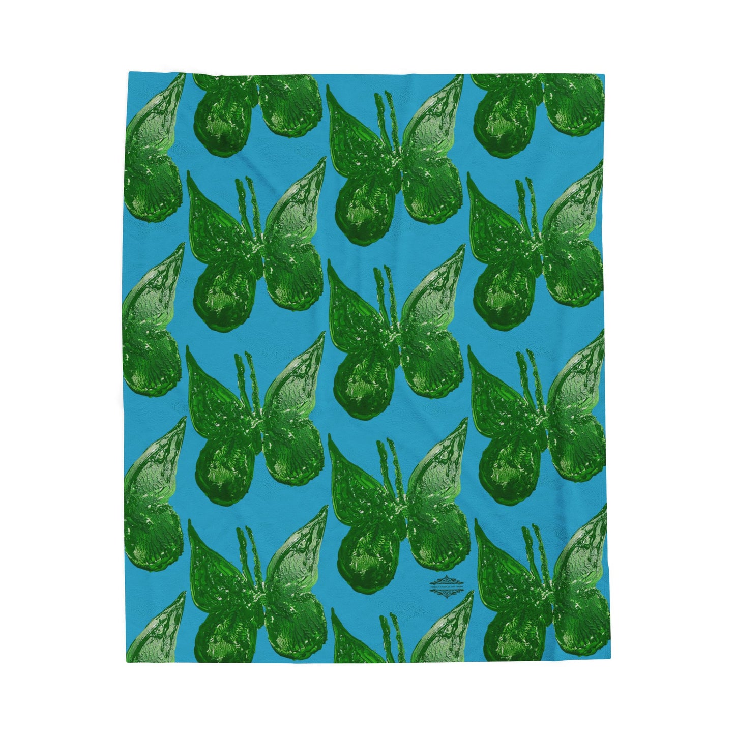 GREEN BUTTERFLIES VELVETEEN PLUSH BLANKET