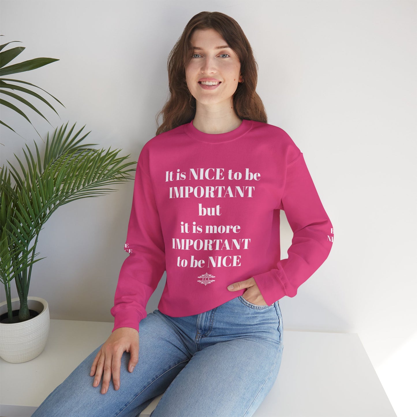 BE NICE CREWNECK SWEATSHIRT DARK COLORS