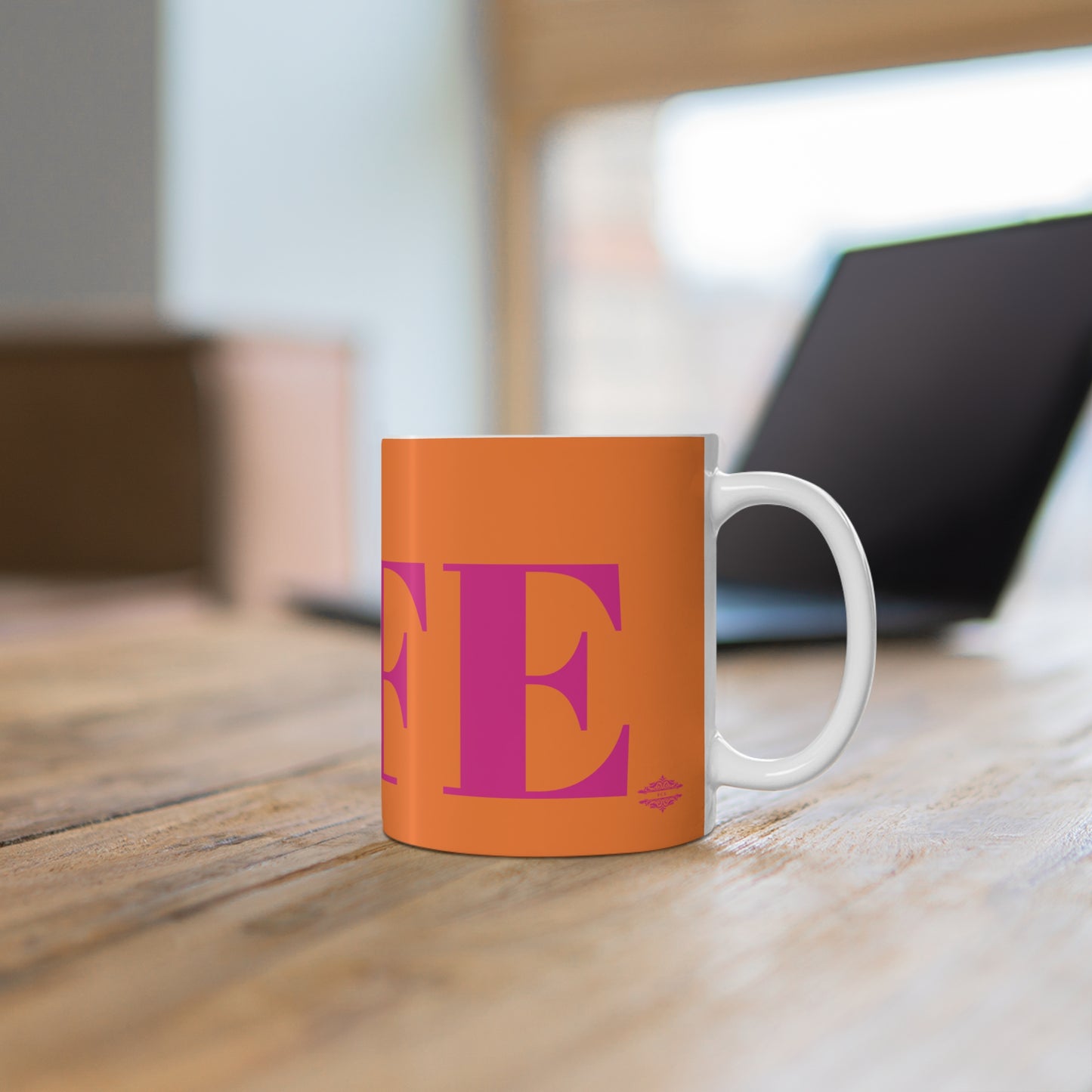 ORANGE WITH PINK WIFE MUG