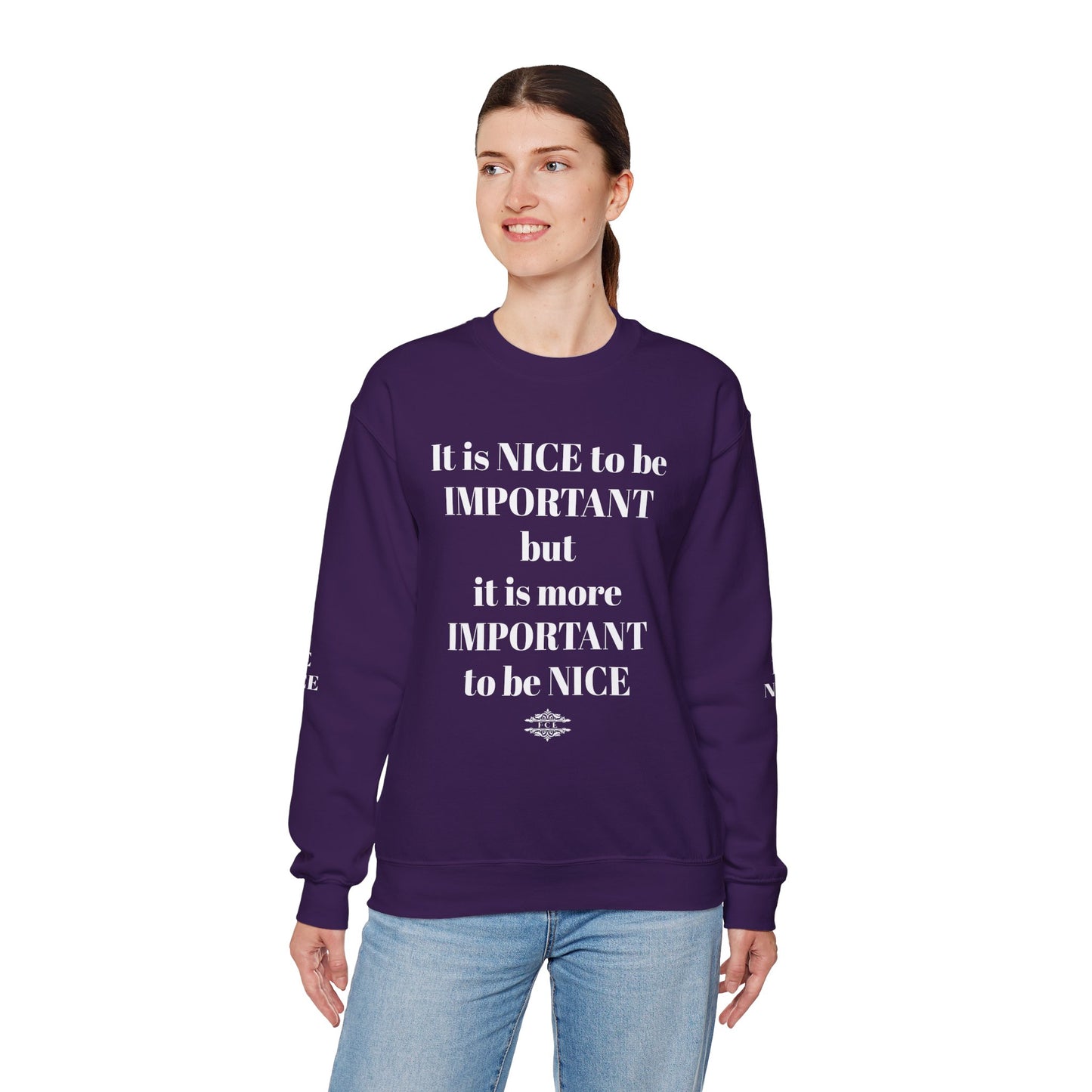 BE NICE CREWNECK SWEATSHIRT DARK COLORS