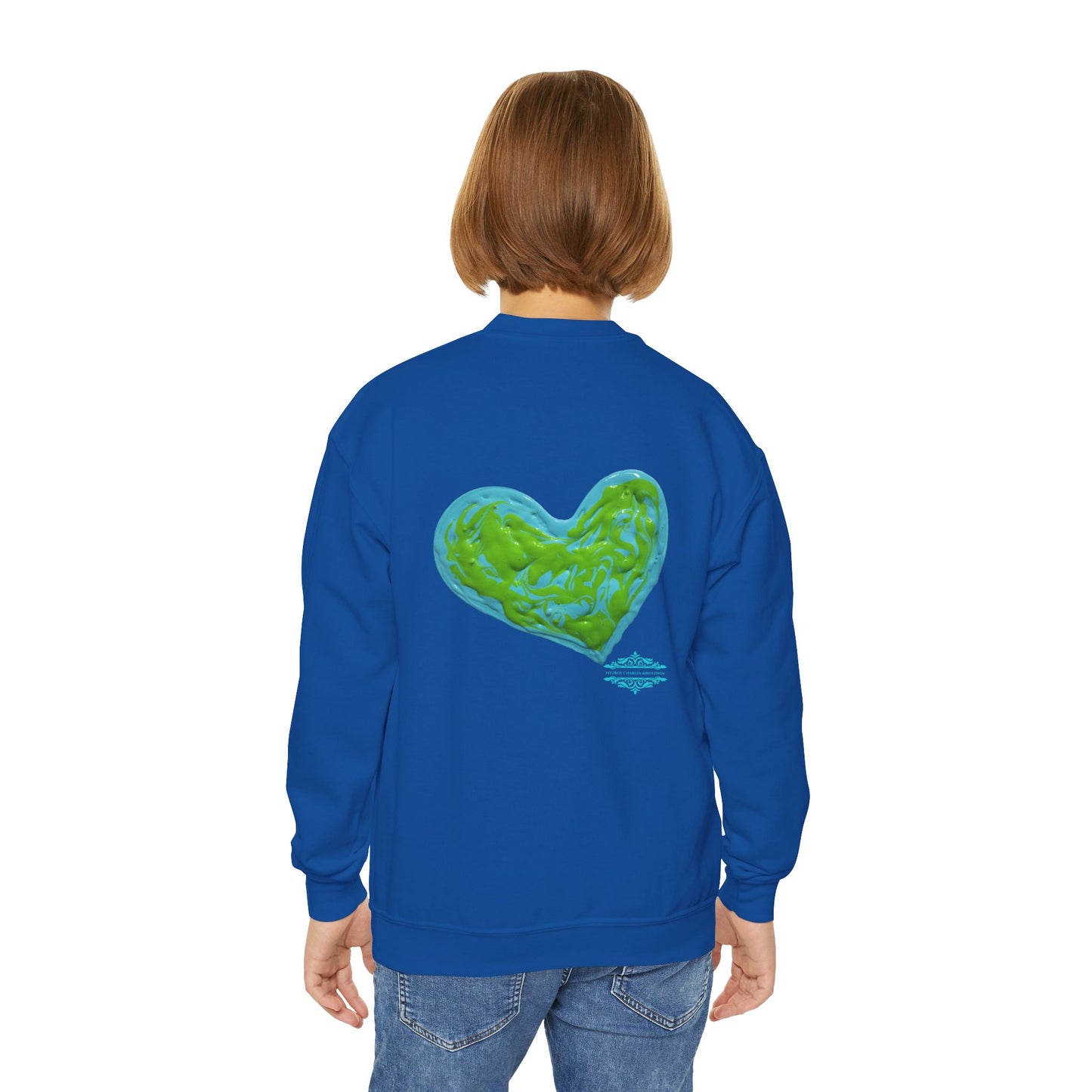 DREAMY BLUE AND GREEN HEARTS SWEATSHIRT
