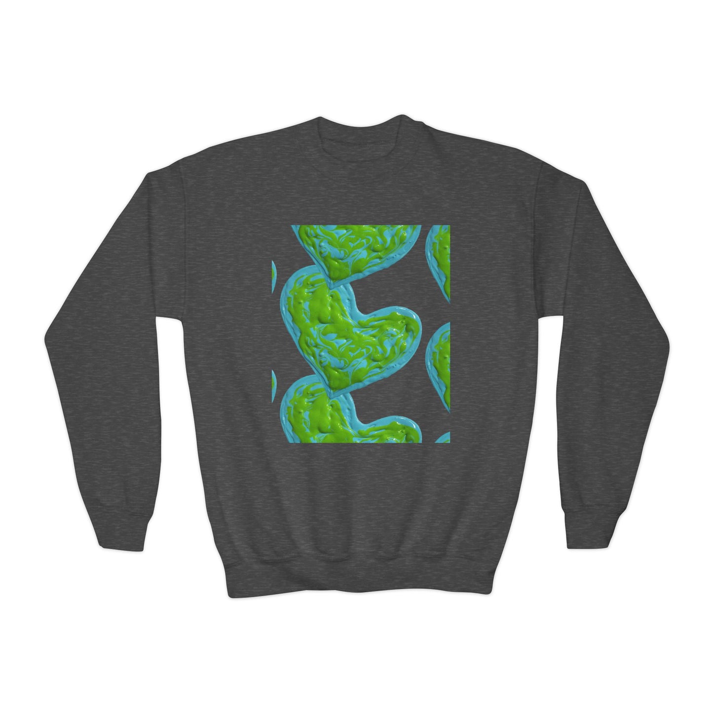 DREAMY BLUE AND GREEN HEARTS SWEATSHIRT