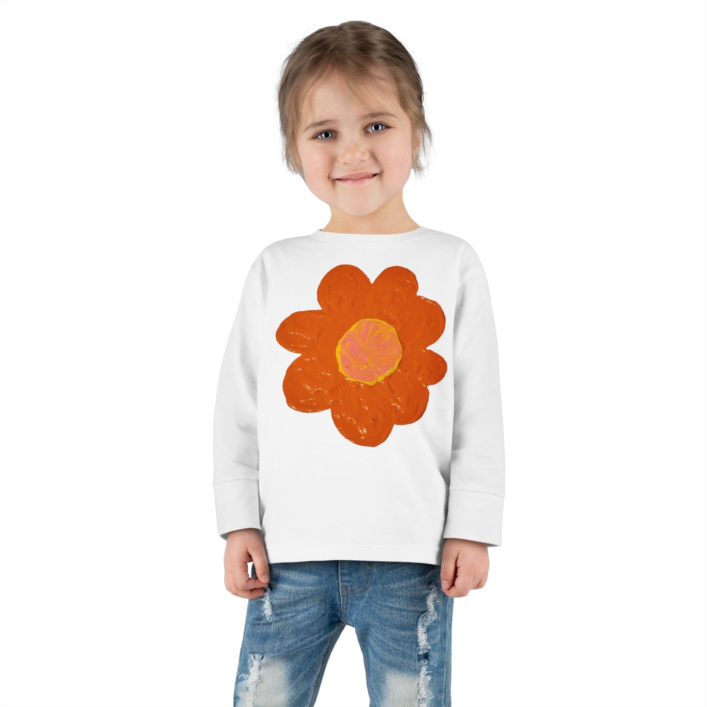 BIG ORANGE FLOWER TODDLER LONG SLEEVE TEE