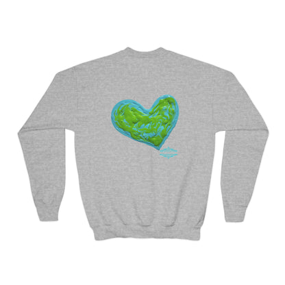 DREAMY BLUE AND GREEN HEARTS SWEATSHIRT