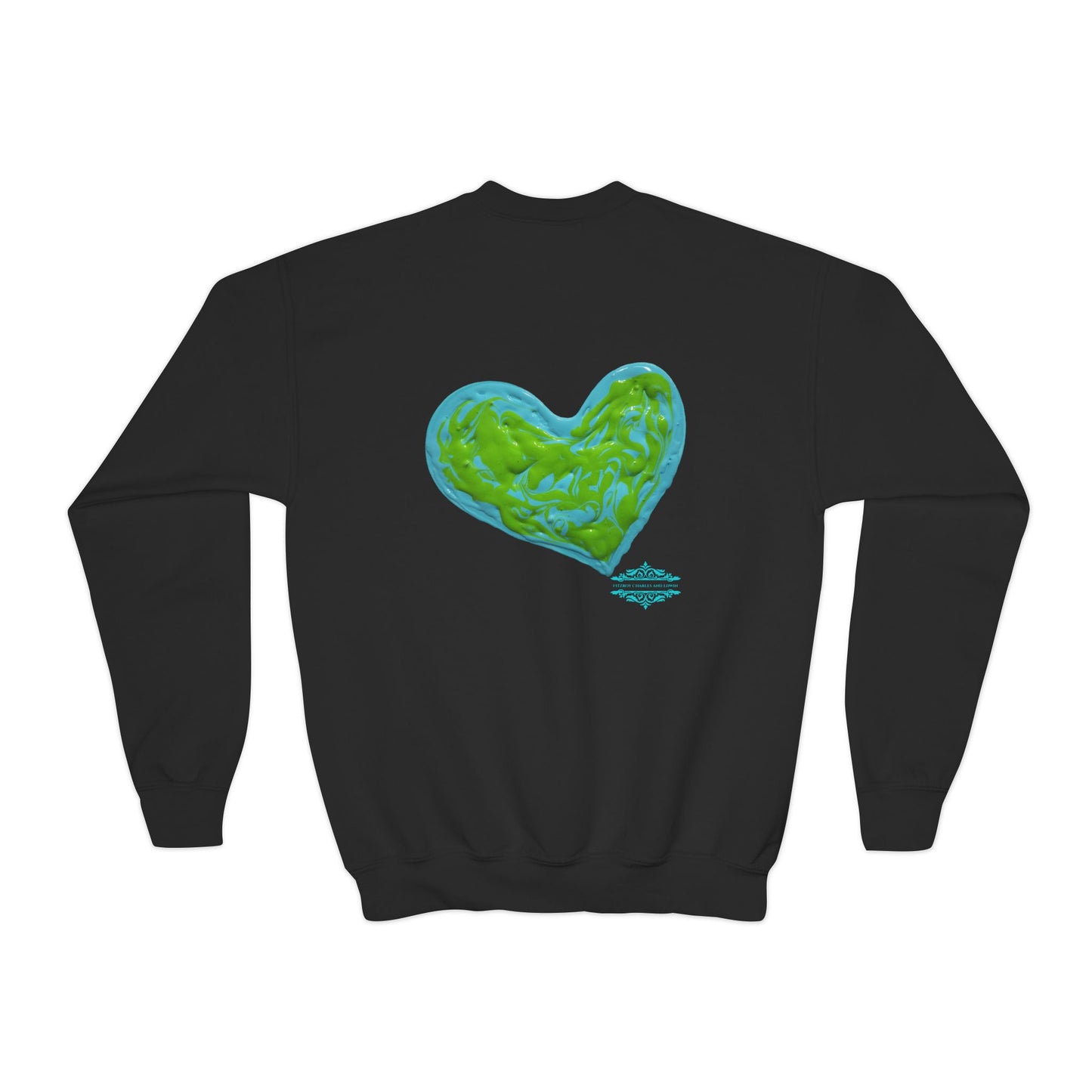 DREAMY BLUE AND GREEN HEARTS SWEATSHIRT