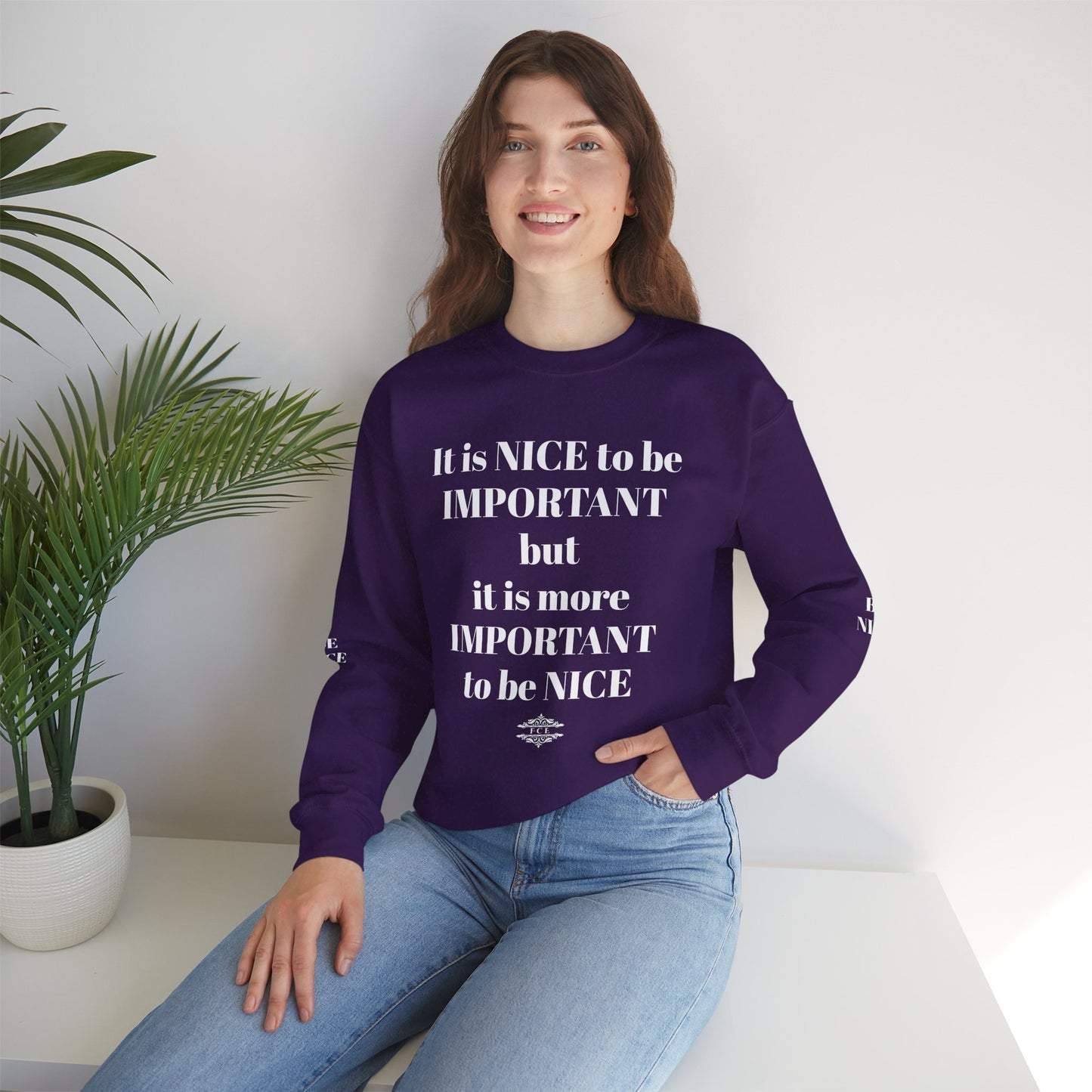 BE NICE CREWNECK SWEATSHIRT DARK COLORS