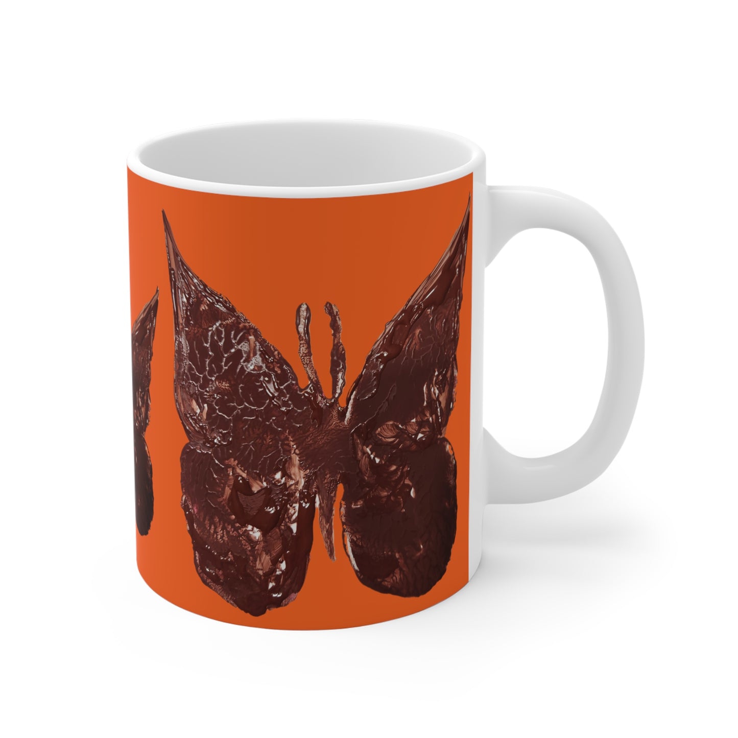 ORANGE MUG WITH BUTTERFLY