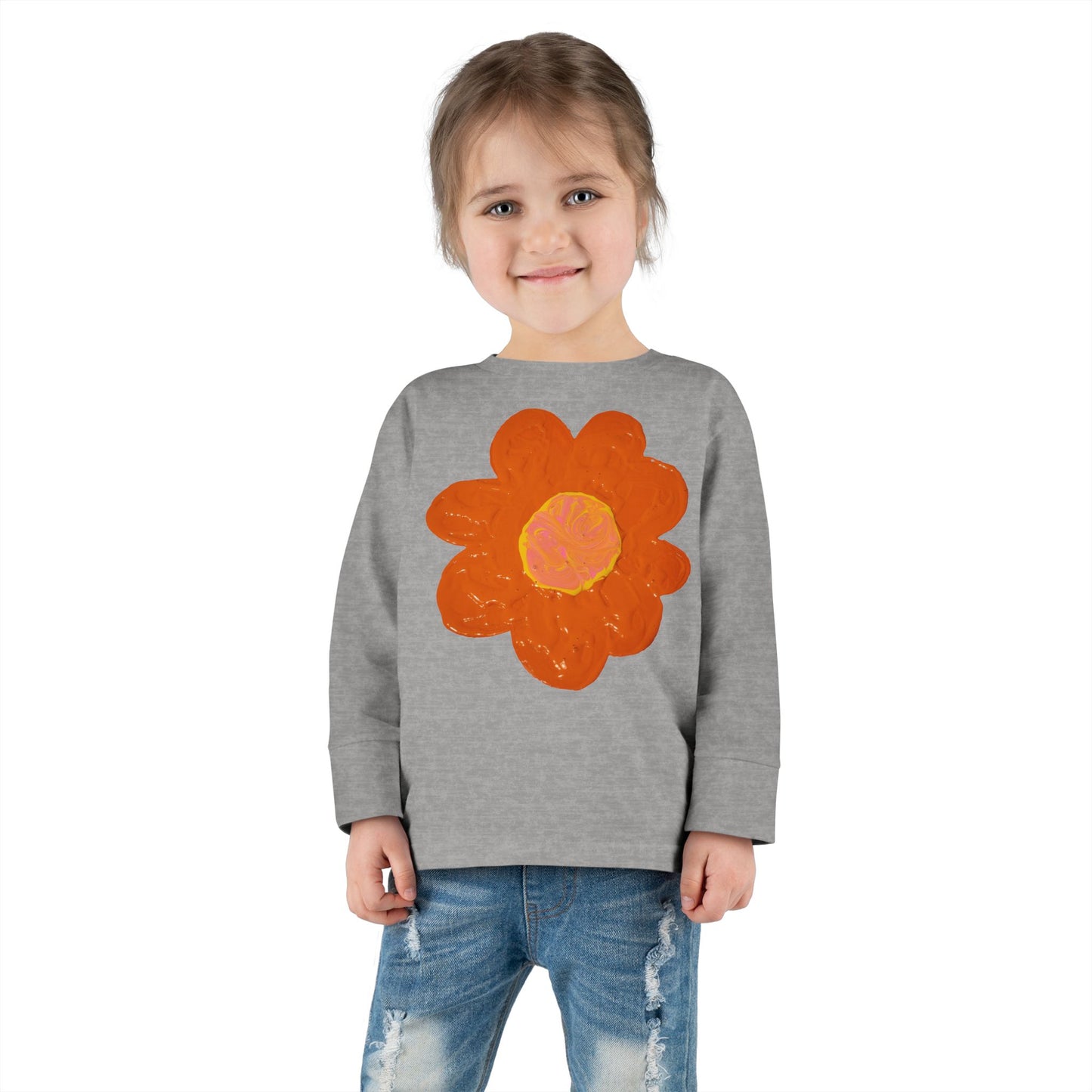 BIG ORANGE FLOWER TODDLER LONG SLEEVE TEE