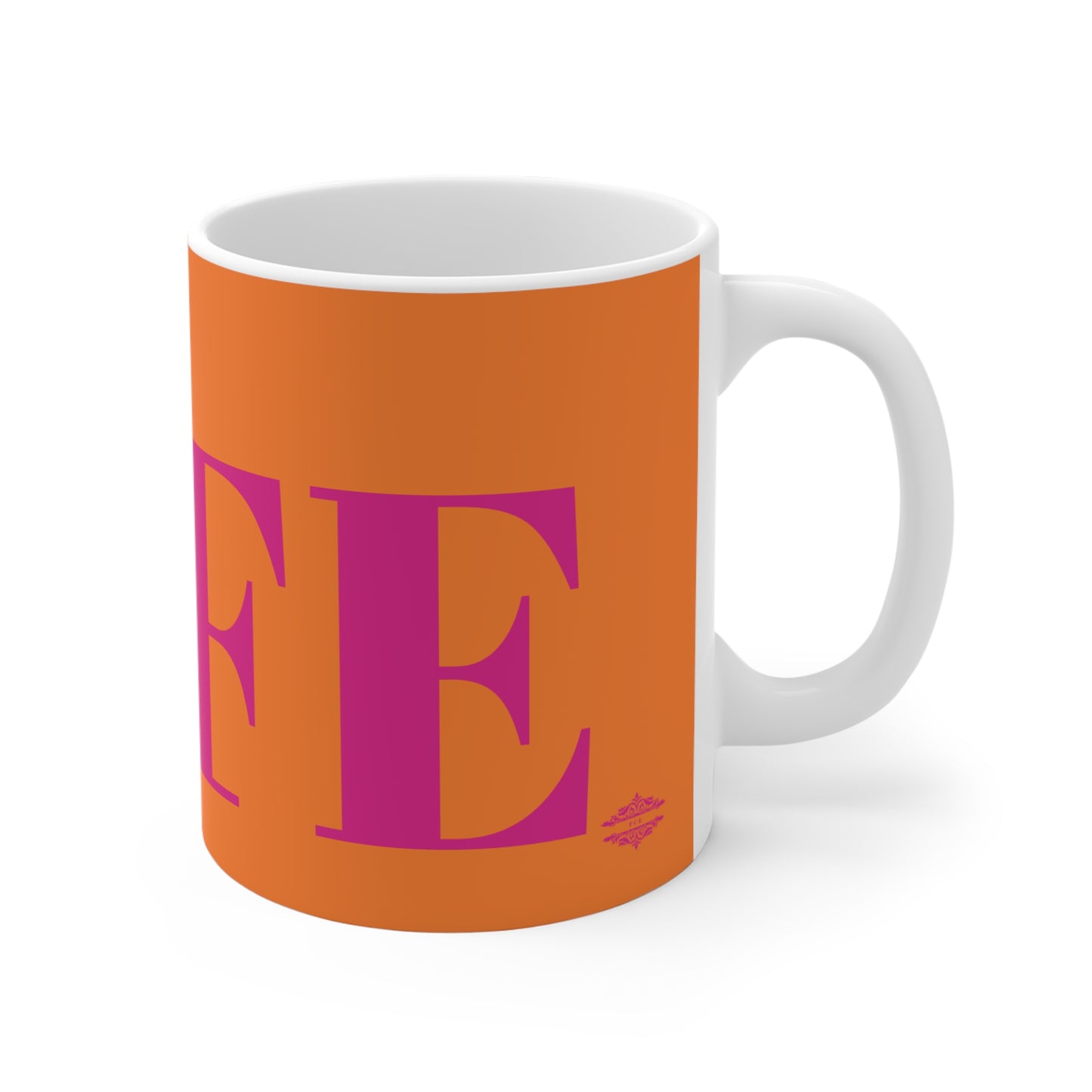 ORANGE WITH PINK WIFE MUG