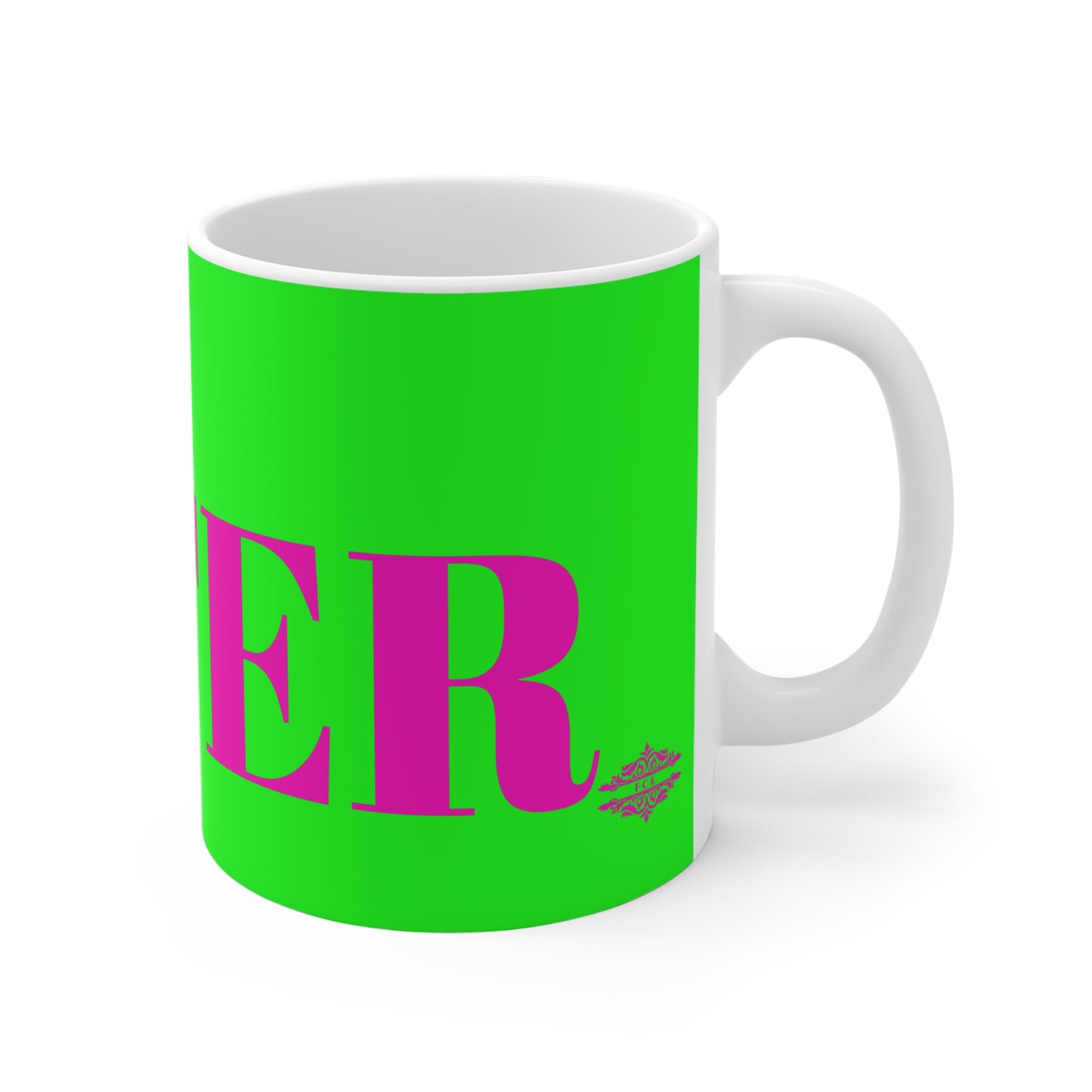 LIME GREEN AND FUSCHIA SISTER MUG