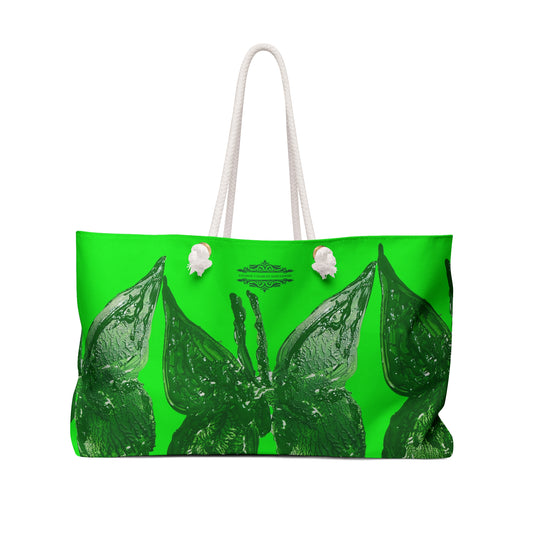 STUNNING GREEN BUTTERFLY WEEKENDER BAG