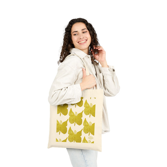 STYLISH BUTTERFLY PRINT COTTON CANVAS TOTE