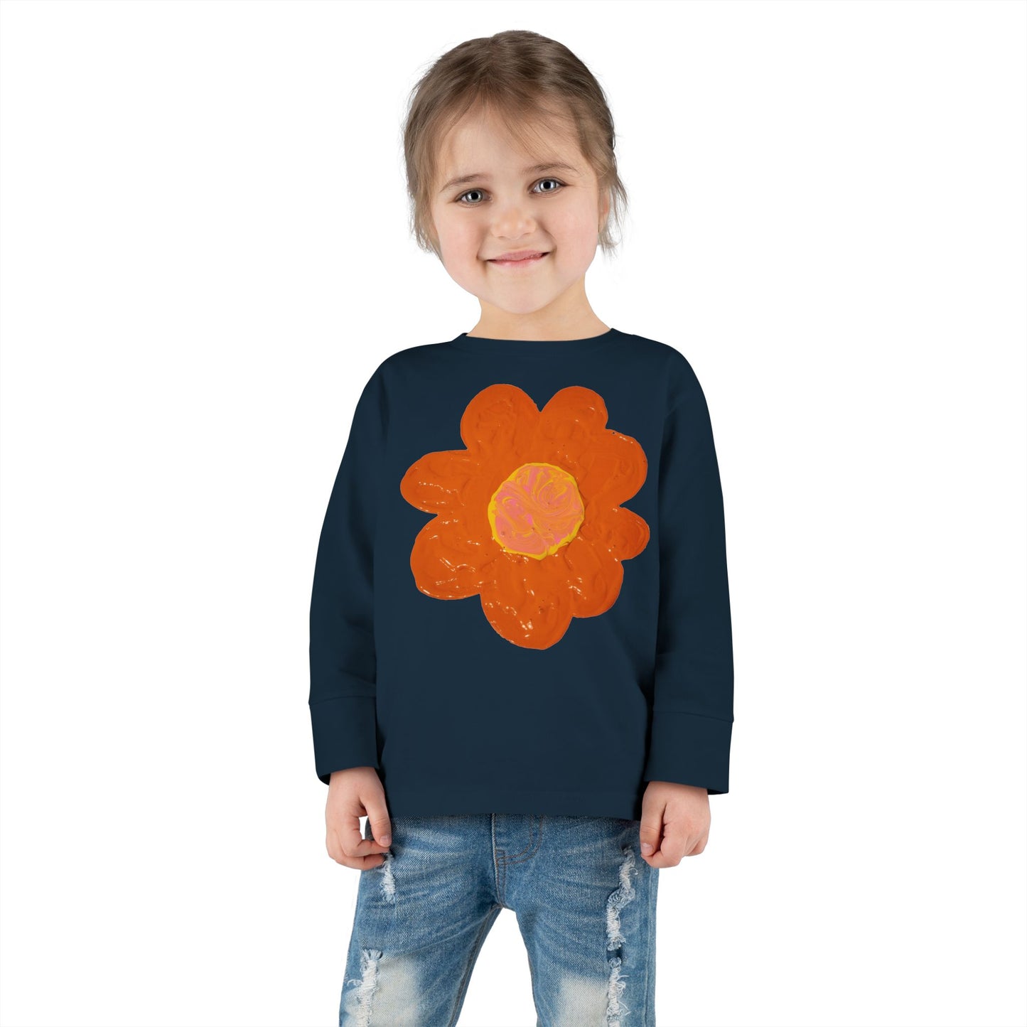 BIG ORANGE FLOWER TODDLER LONG SLEEVE TEE
