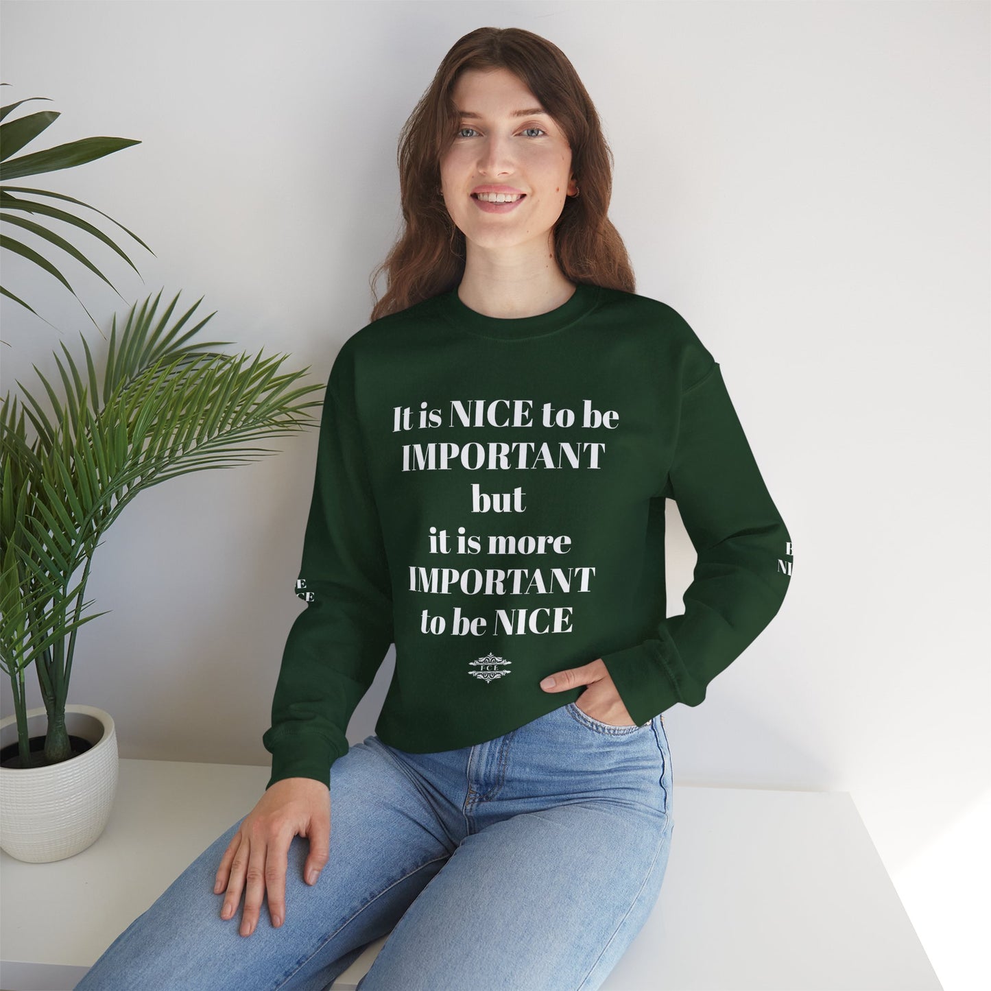 BE NICE CREWNECK SWEATSHIRT DARK COLORS