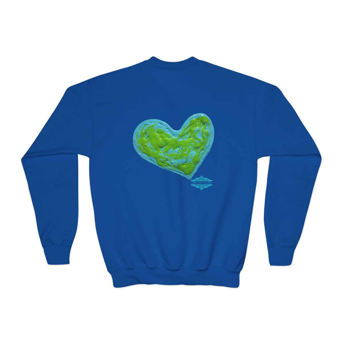DREAMY BLUE AND GREEN HEARTS SWEATSHIRT