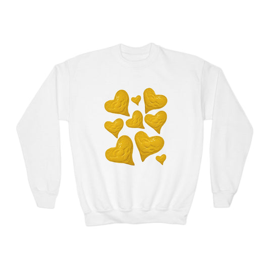 YOUTH SWEATSHIRT WITH FUN YELLOW HEARTS